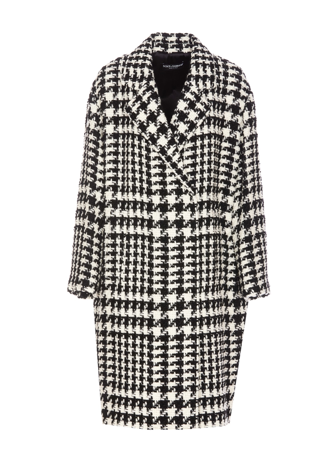 Shop Dolce & Gabbana Over Coat Pied De Poule In White