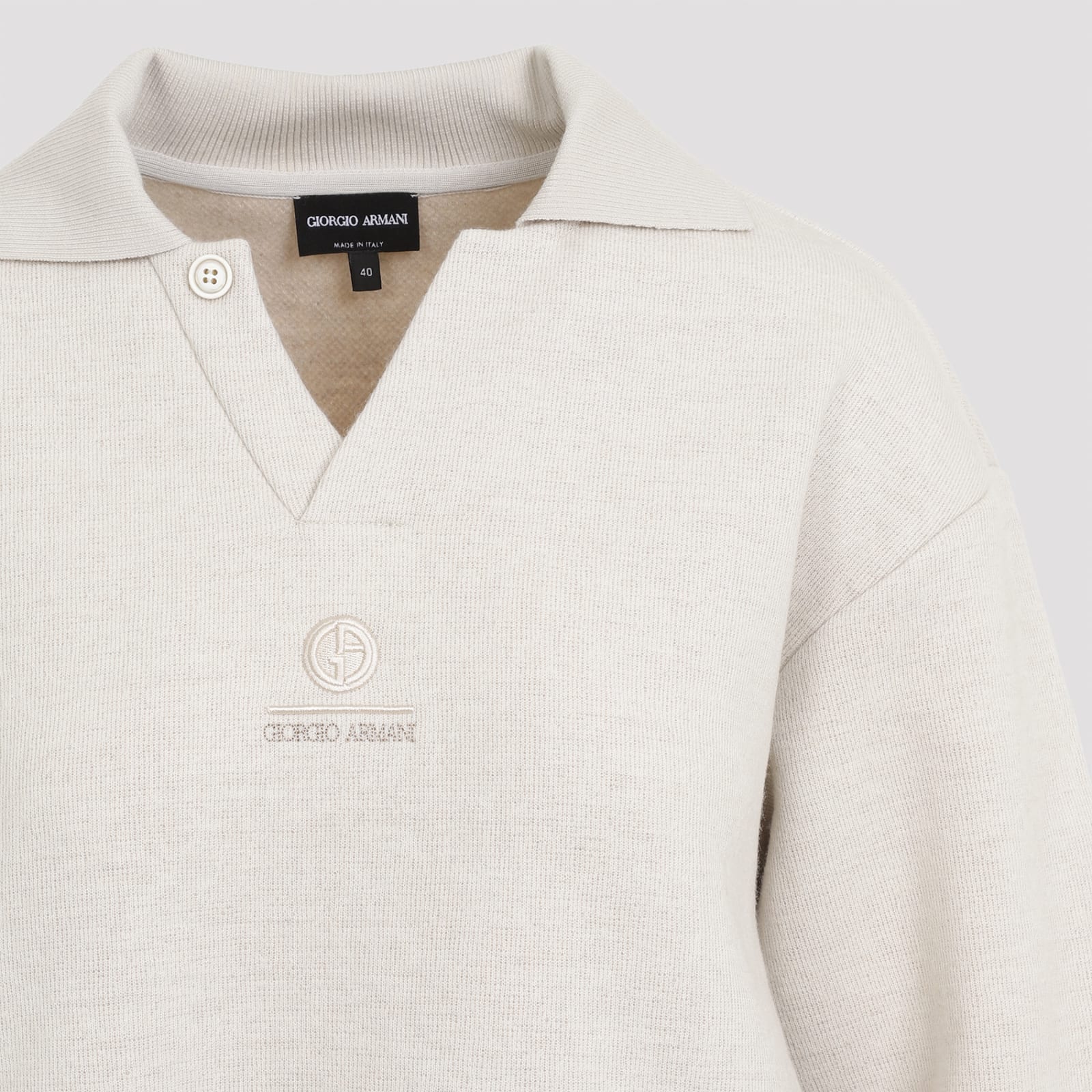 Shop Giorgio Armani Cashmere Polo Sweatshirt In Vapore