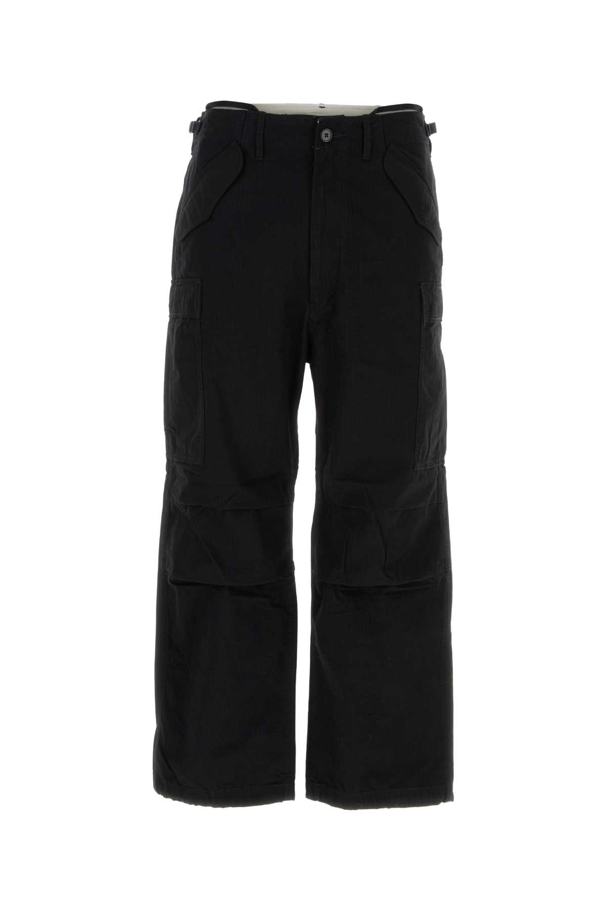 Black Cotton Blend Cargo Pant