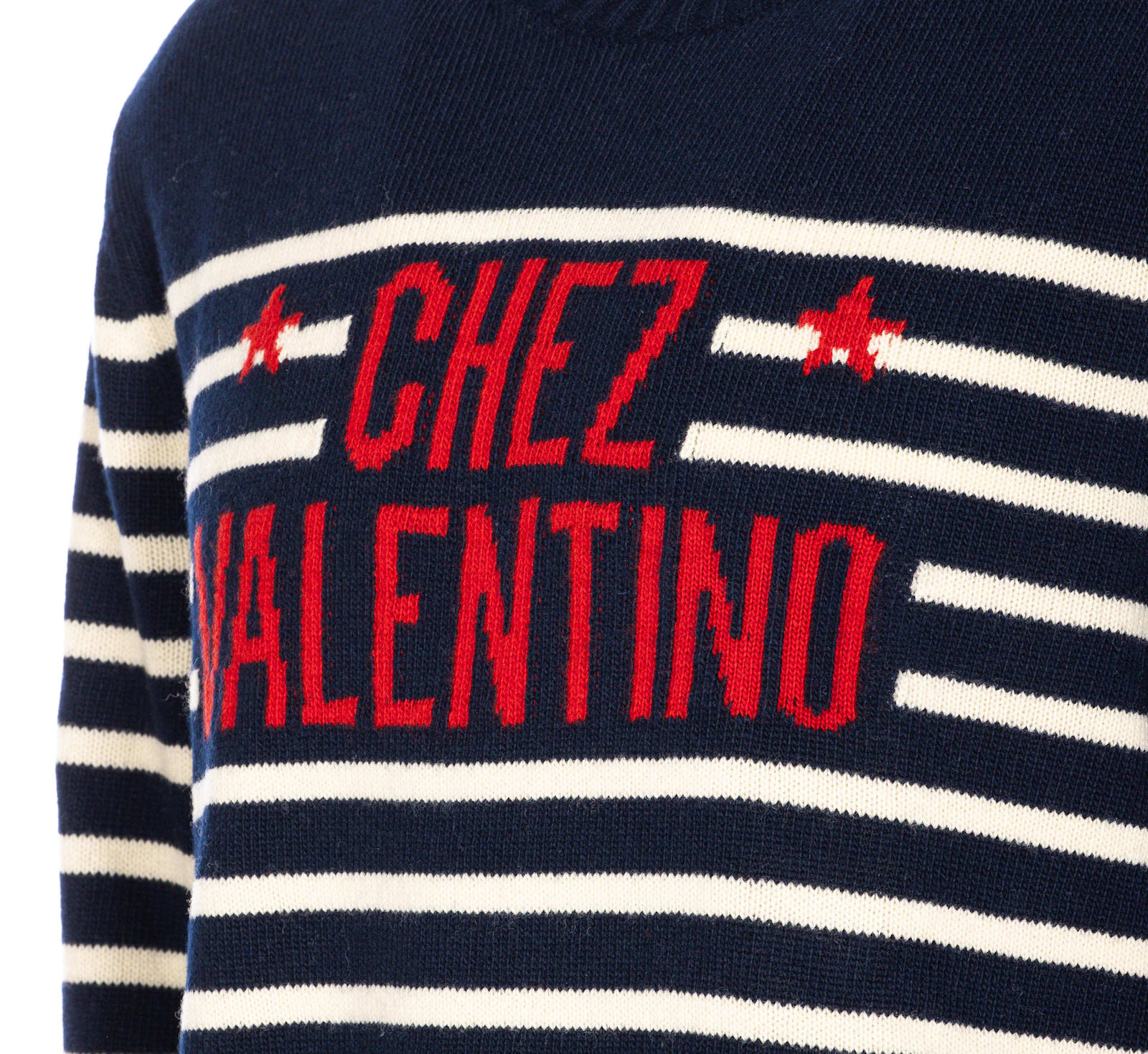Valentino Garavani Crewneck Sweater With Bold Jacquard Motif In Black