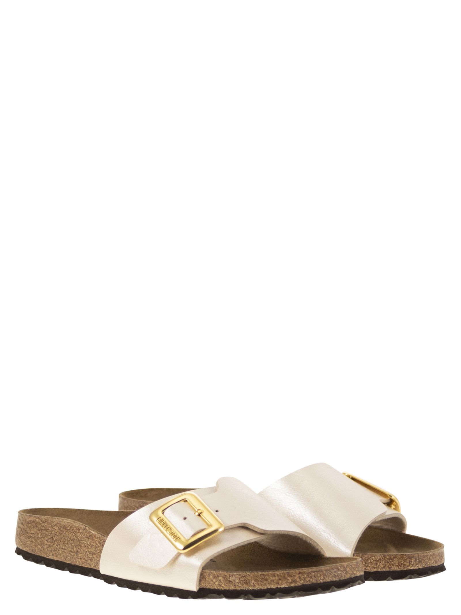 Birkenstock Madrid Big Buckle Slide Sandal In Pearl