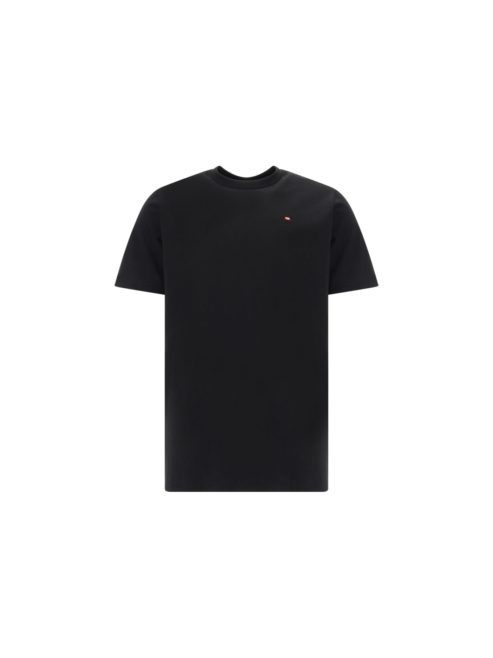 Diesel Cotton T-shirt With Logo Embroidery In Nero