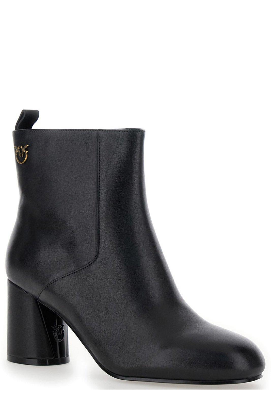 Shop Pinko Cindy Logo Plaque Ankle Boots In Nero Limousine