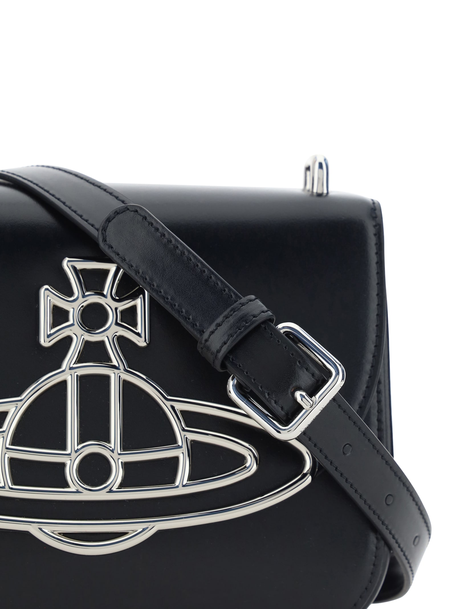 Shop Vivienne Westwood Logo Detail Flap Shoulder Bag In Black