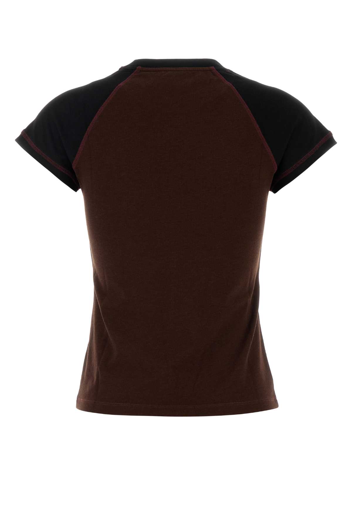 Loewe Cotton Blend T-shirt Featuring Contrast Sleeves In Brown