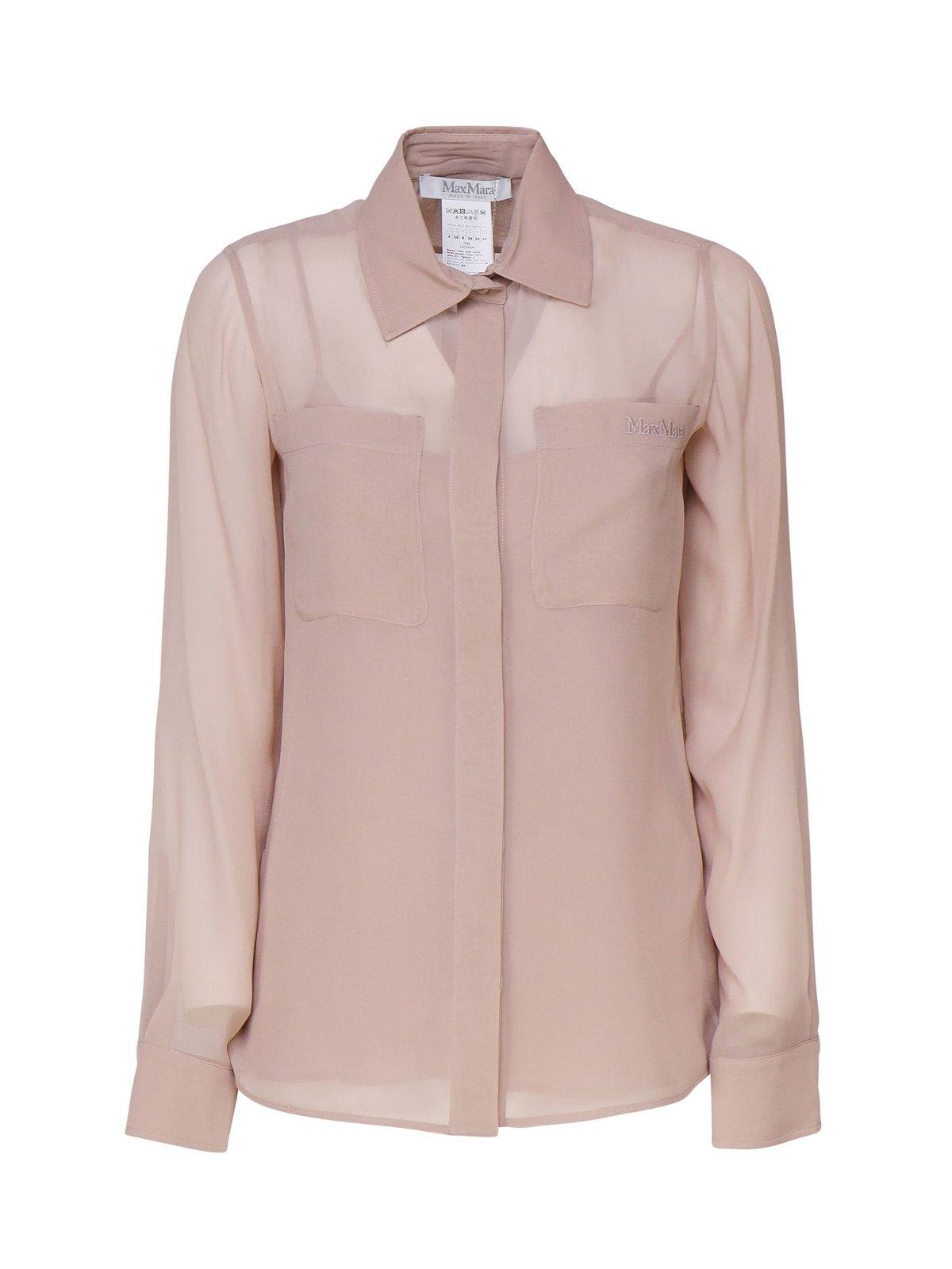 Shop Max Mara Curved Hem Long-sleeved Shirt In .