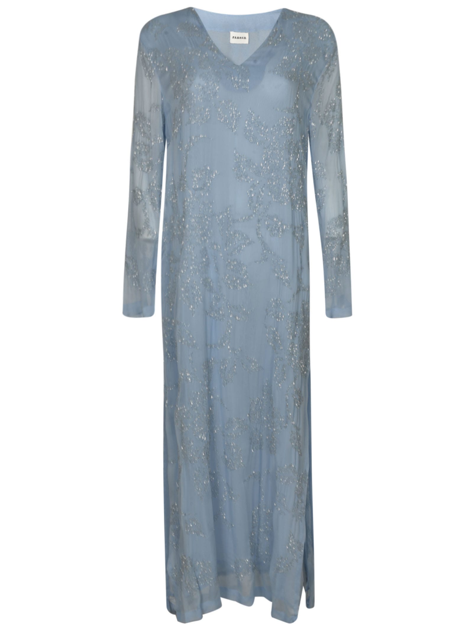 P.a.r.o.s.h Glittered Long Dress In Azure