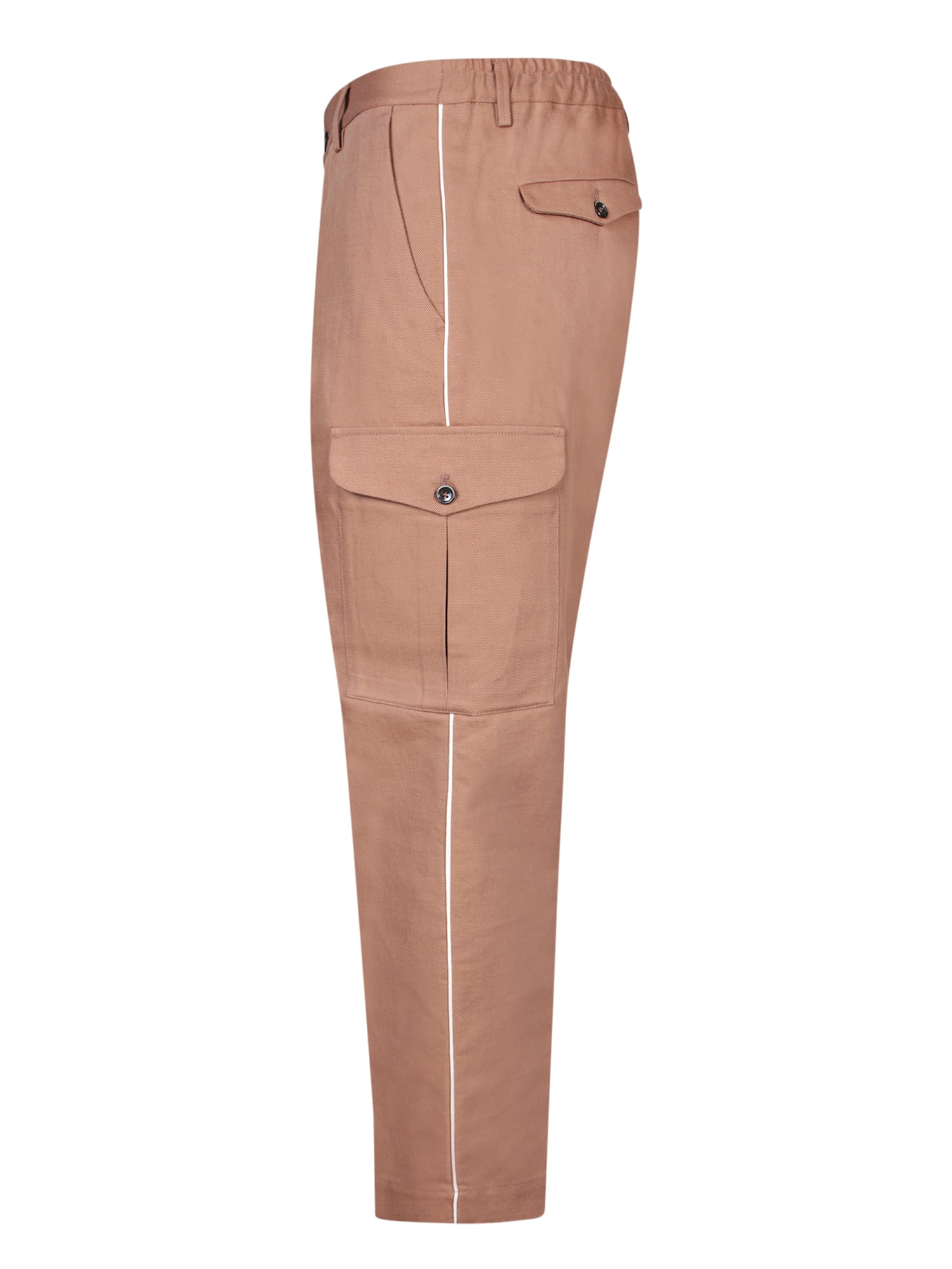 Shop Nine In The Morning Brown Linen Cargo Trousers