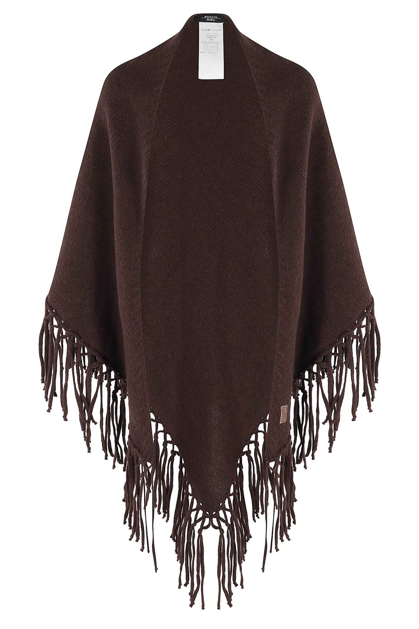 Weekend Max Mara Fringed Virgin-wool Cape In Brown