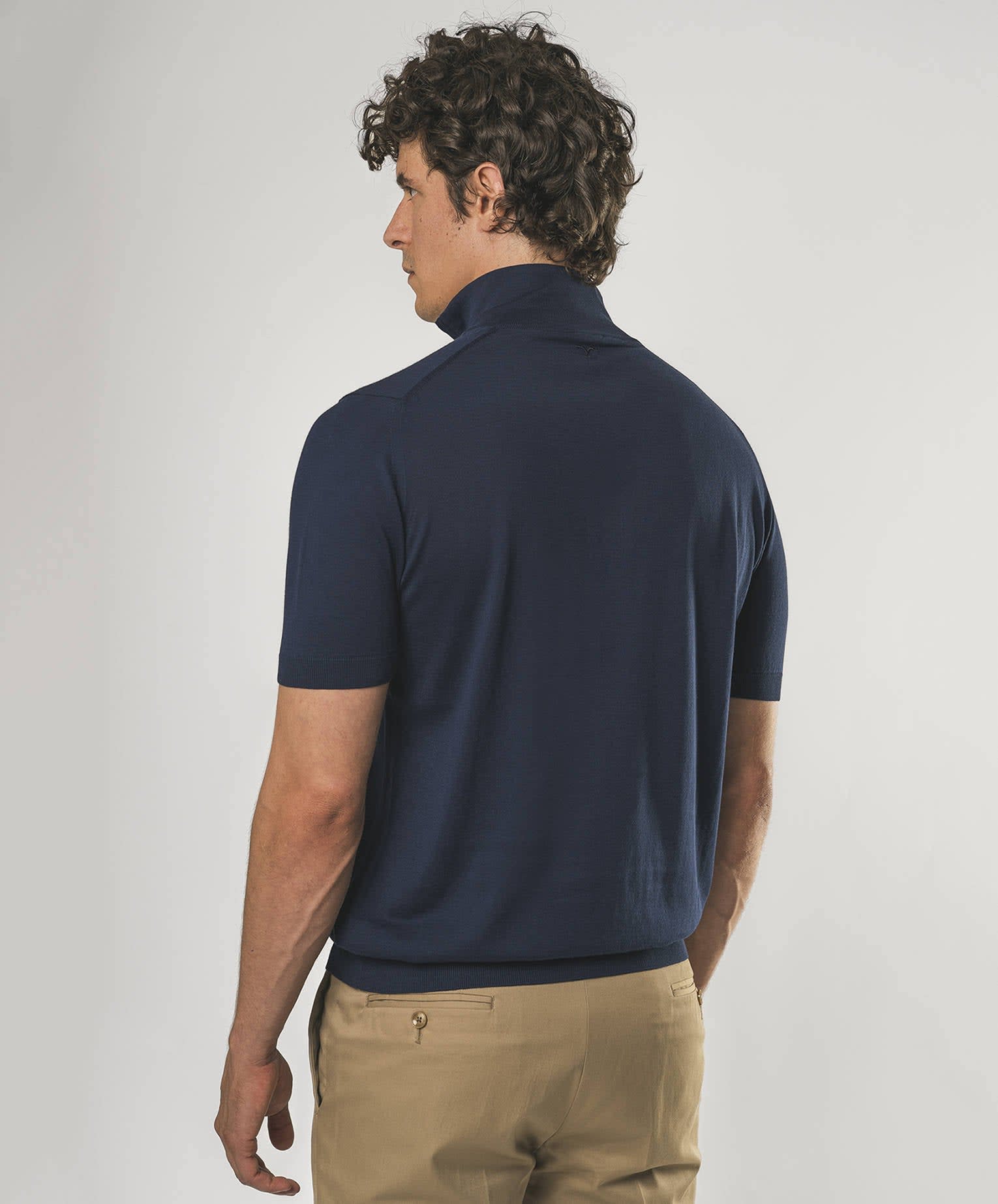 Larusmiani High Neck T-shirt With Zip Sweater In Blue