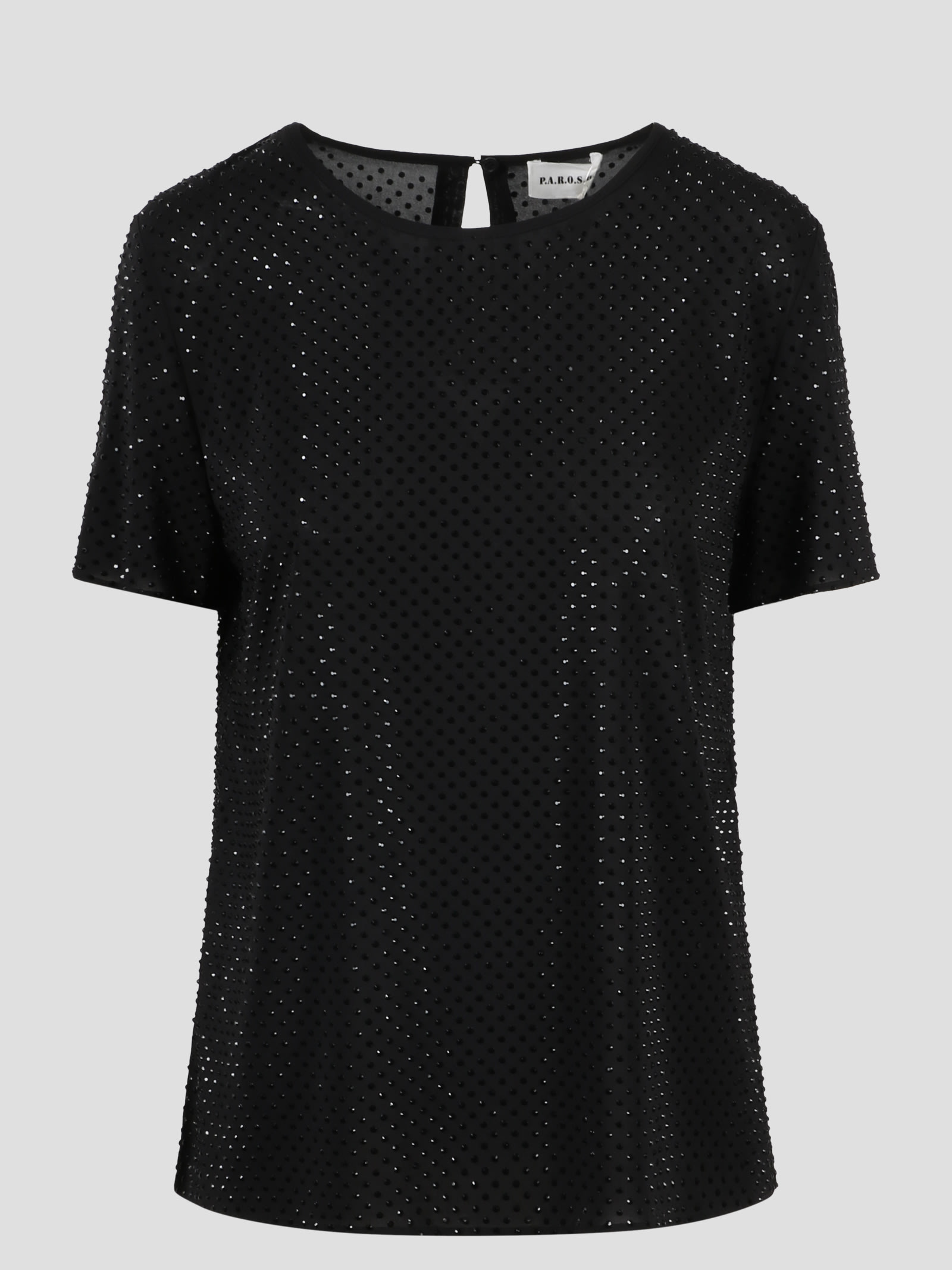 Shop P.a.r.o.s.h Rhinestone Blouse In Black