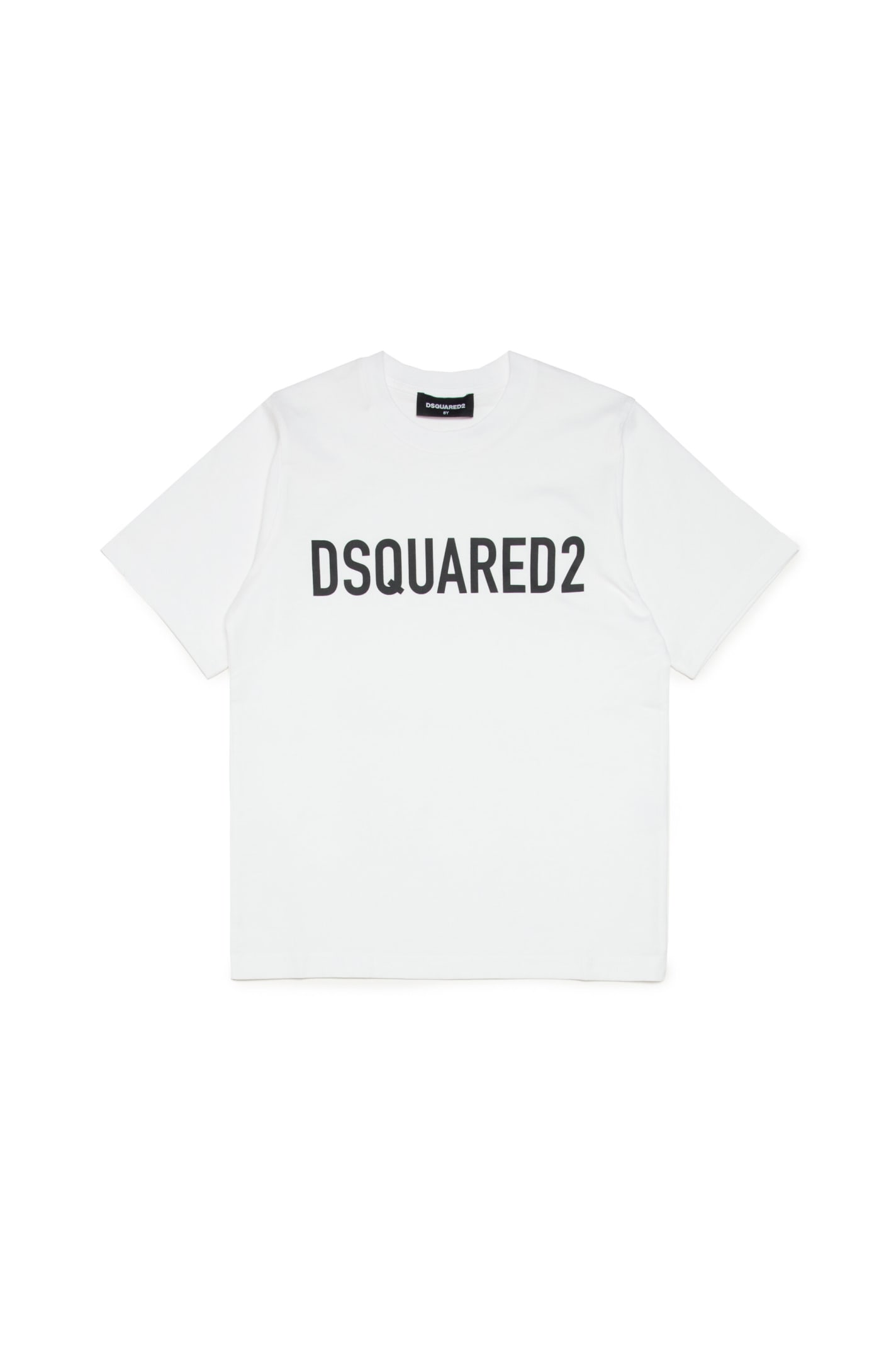 Shop Dsquared2 D2t857u Slouch Fit-eco T-shirt Dsquared White Organic Cotton T-shirt With Logo In Bianco