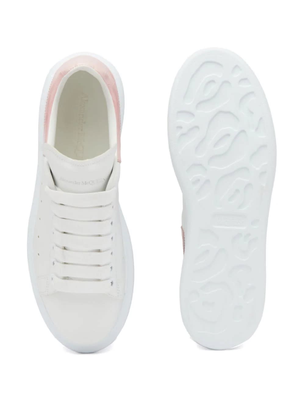 Shop Alexander Mcqueen Oversized Sneakers In White And Clay With Crocodile Effect Spoiler