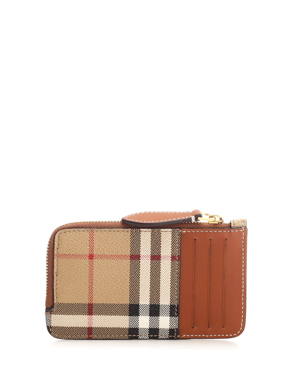 Burberry Tartan Check Card Holder In Beige