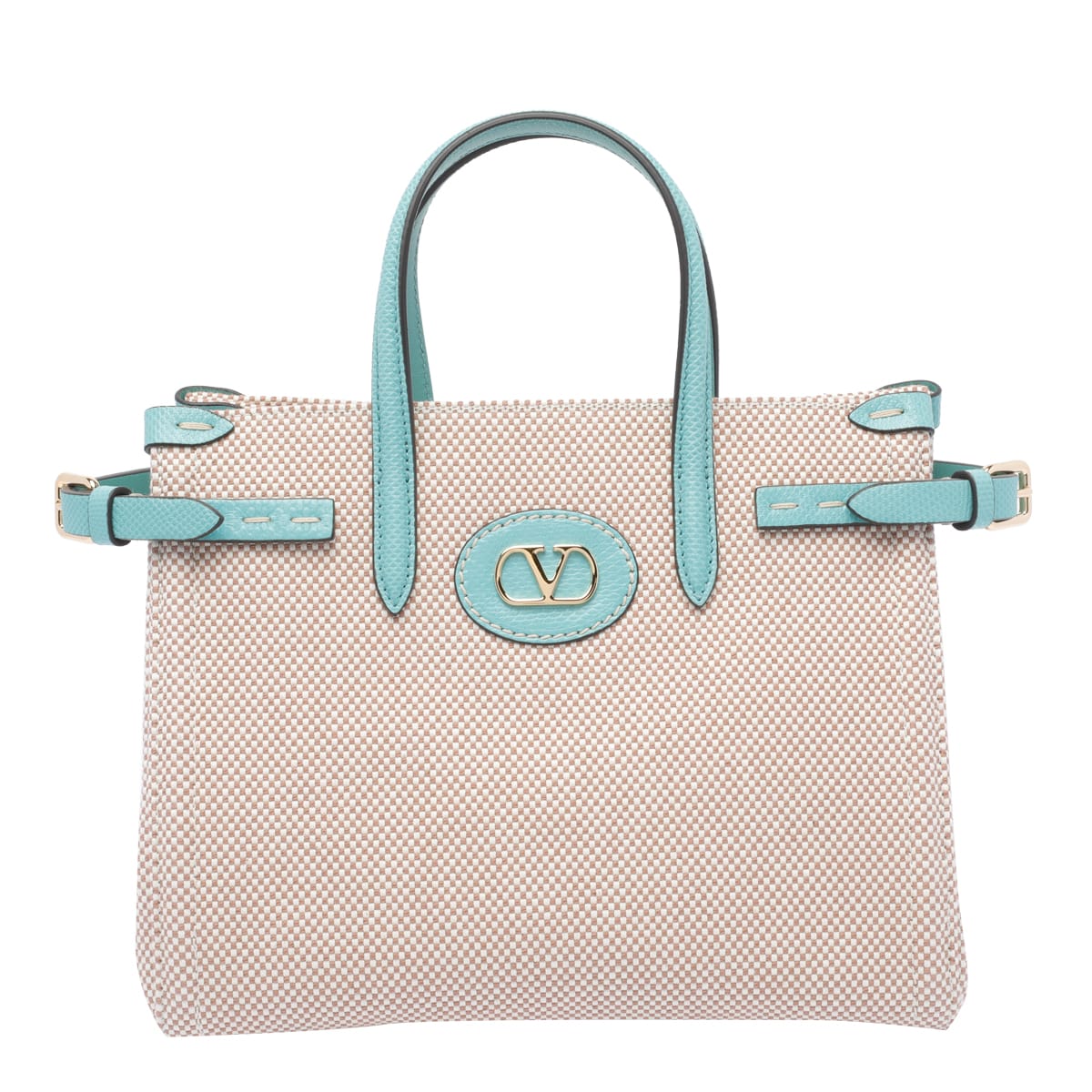 Valentino Antibes Canvas And Karung Shopping Tote Bag In Beige