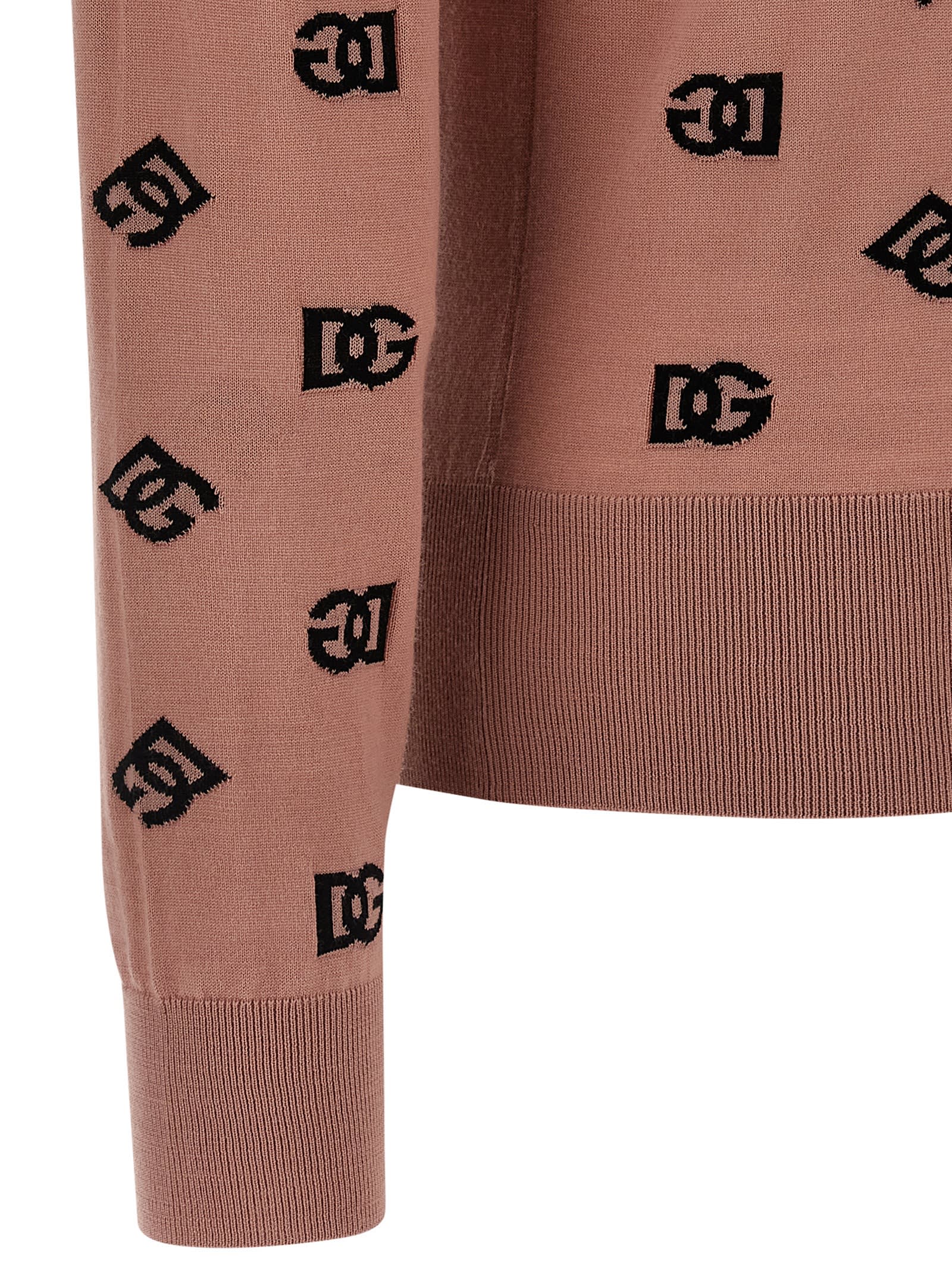 Dolce & Gabbana Long-sleeved Knitted Cardigan In Pink