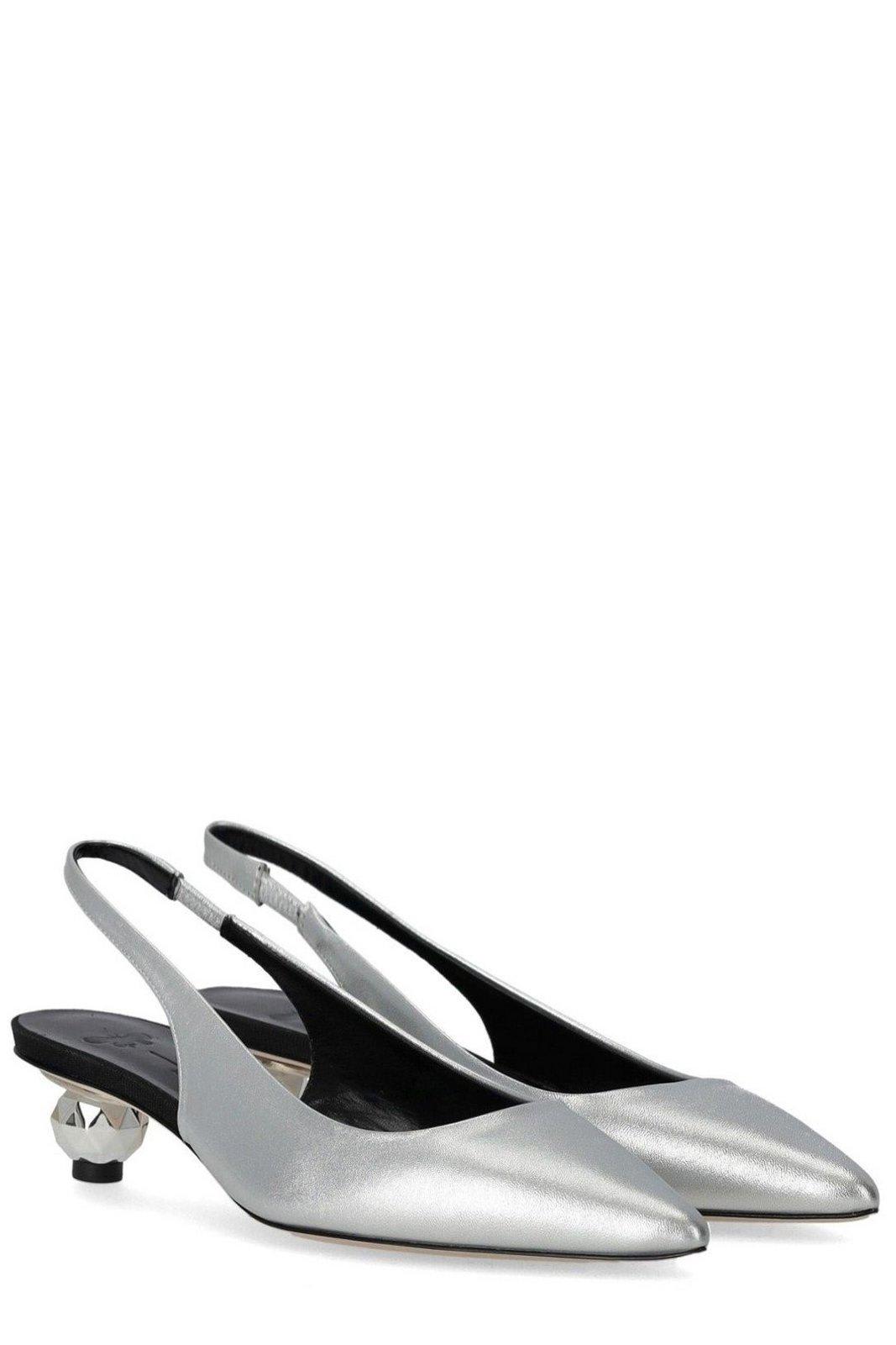 Weekend Max Mara Gallico Silver Slingback Pumps In Silver