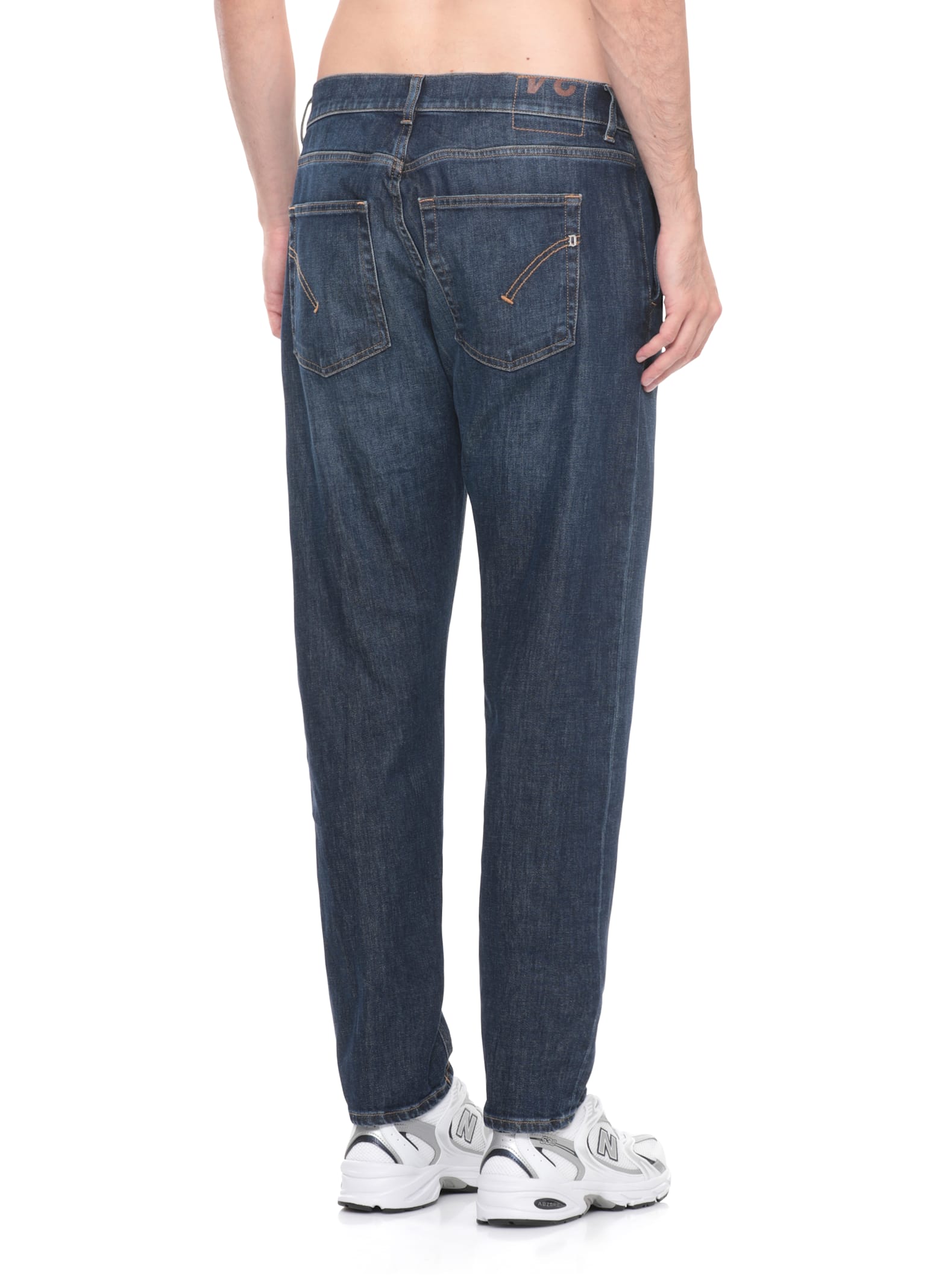 Dondup Straight Fit Cotton Trousers With Five Pockets In Blue