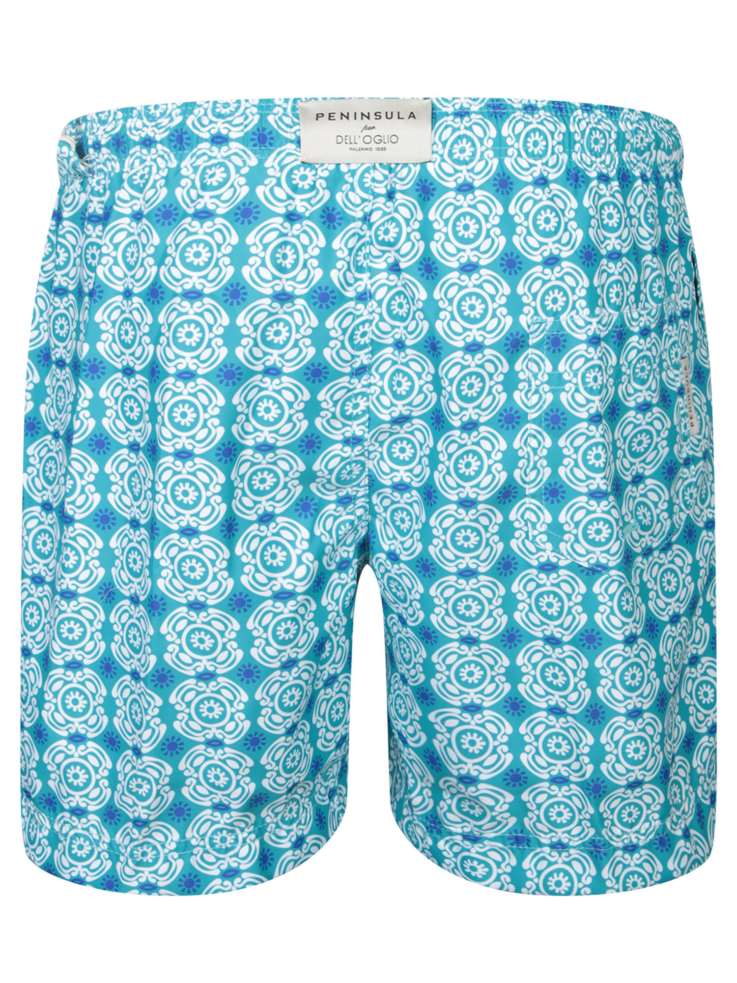Peninsula Swimwear Patterned Blue And White Boxer Swim Shorts In Blue