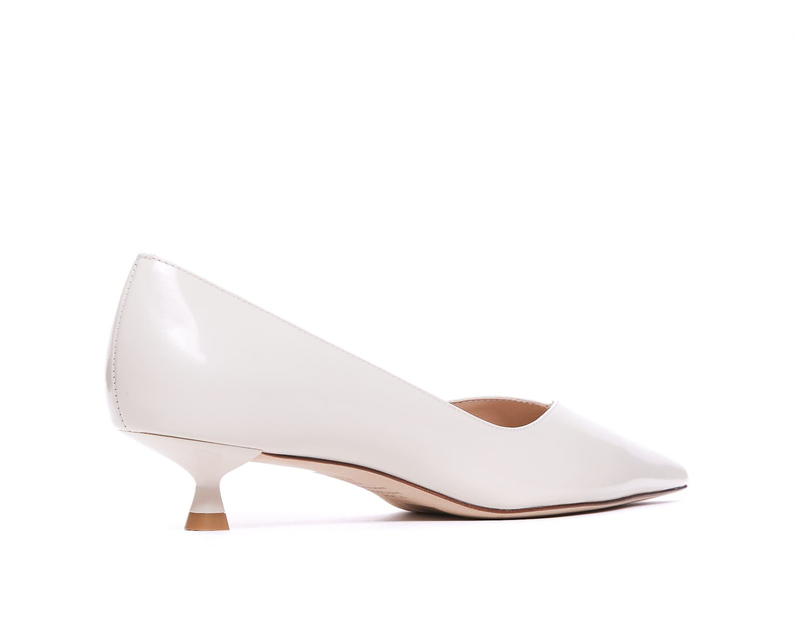 Stuart Weitzman Eva Leather Kitten-heel Pumps In White