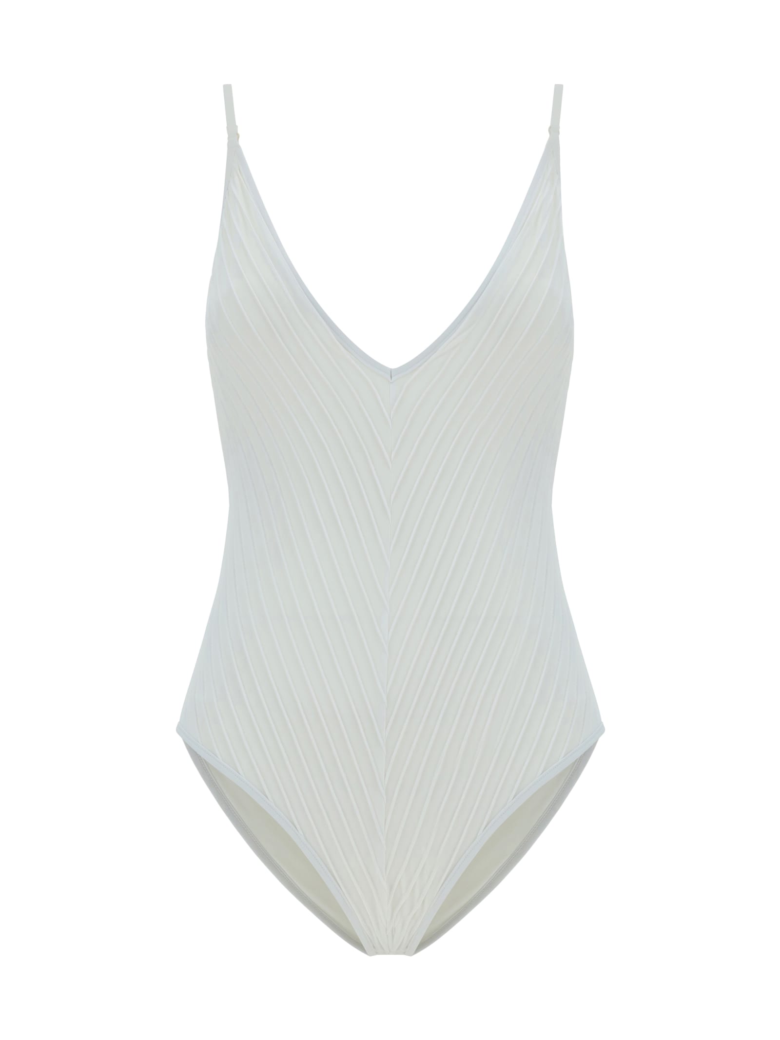 Shop Zimmermann Lightburst Pintuck Swimsuit In Ivory