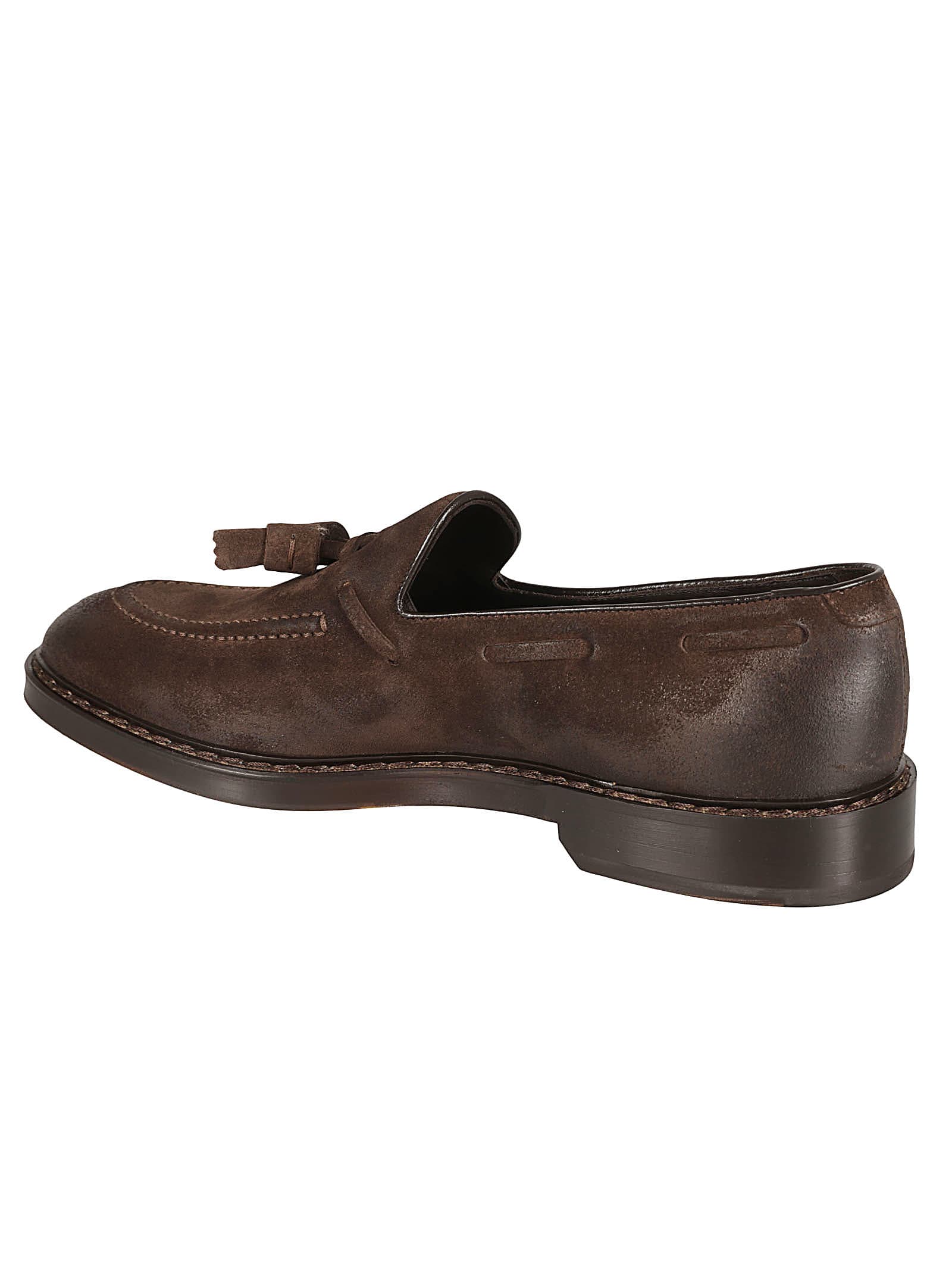 Shop Doucal's Vintage Style Oil Loafers In Brown