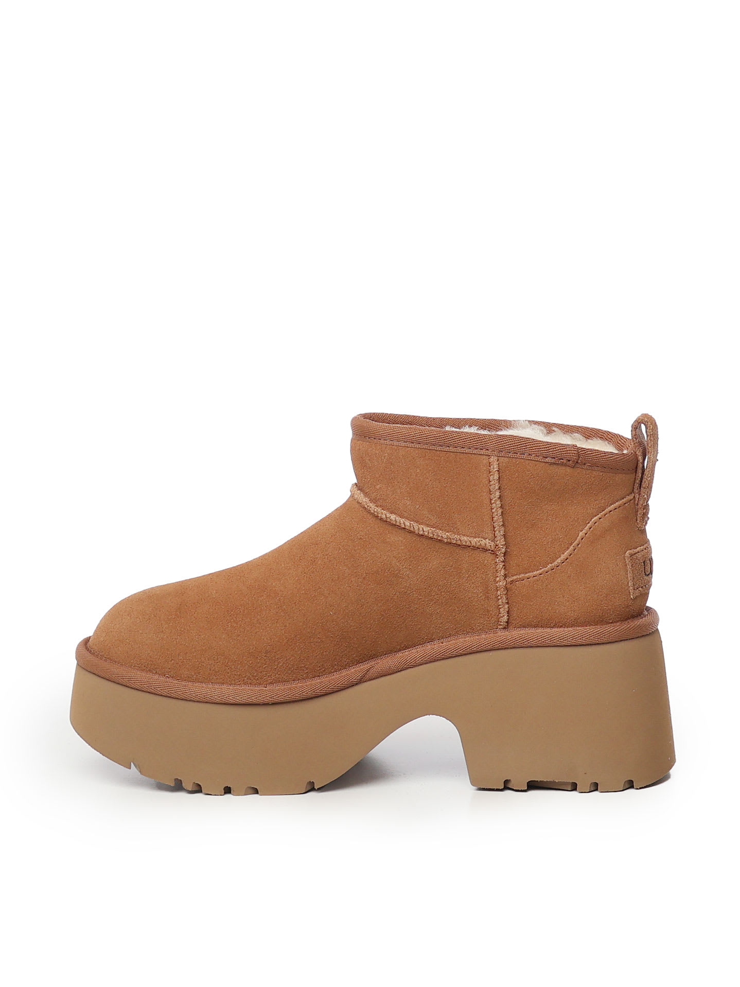 Shop Ugg Classic Ultra Mini New Heights Ankle Boots In Chestnut