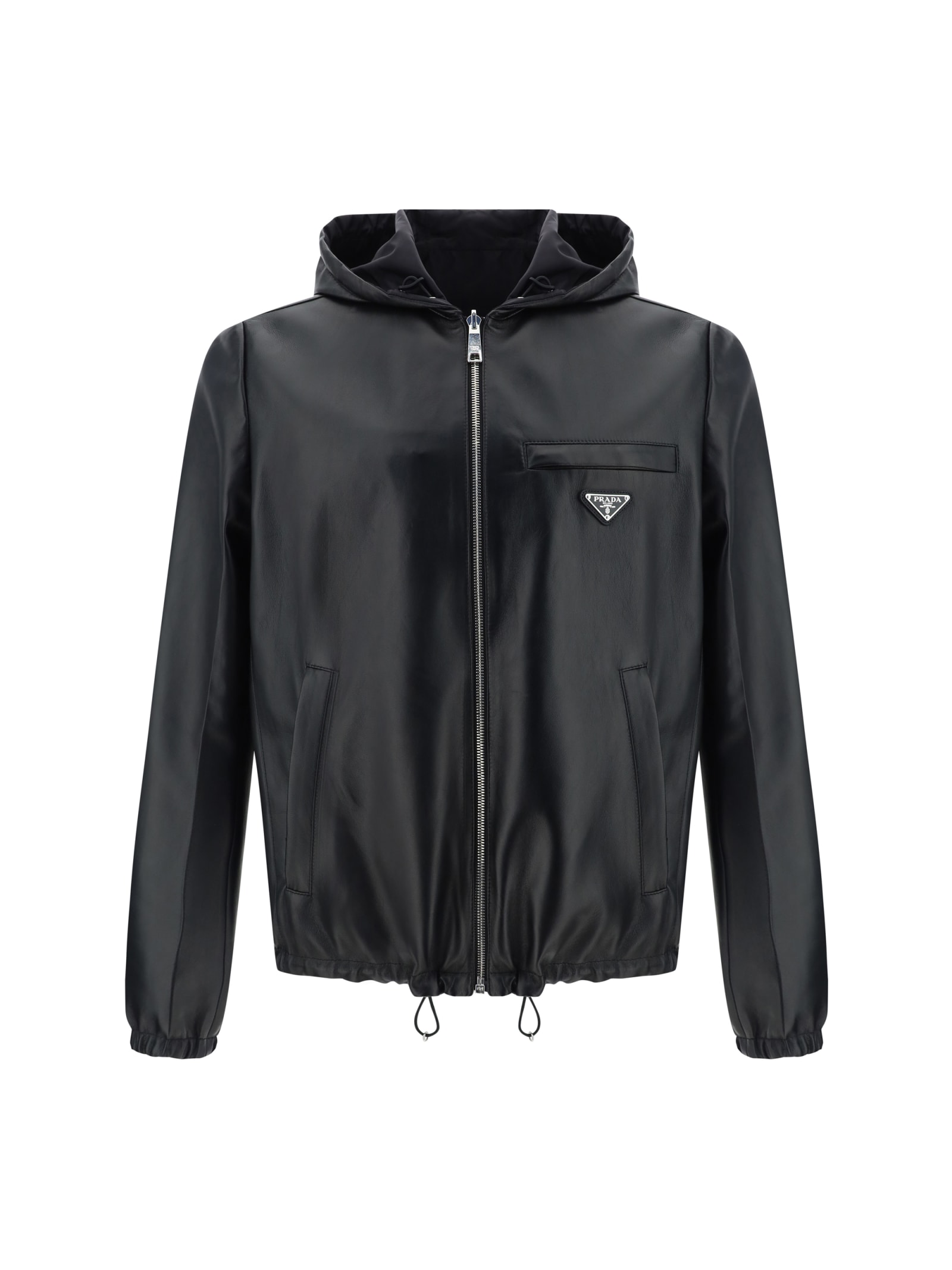 Prada Reversible Blouson In Leather And Re-nylon In Black