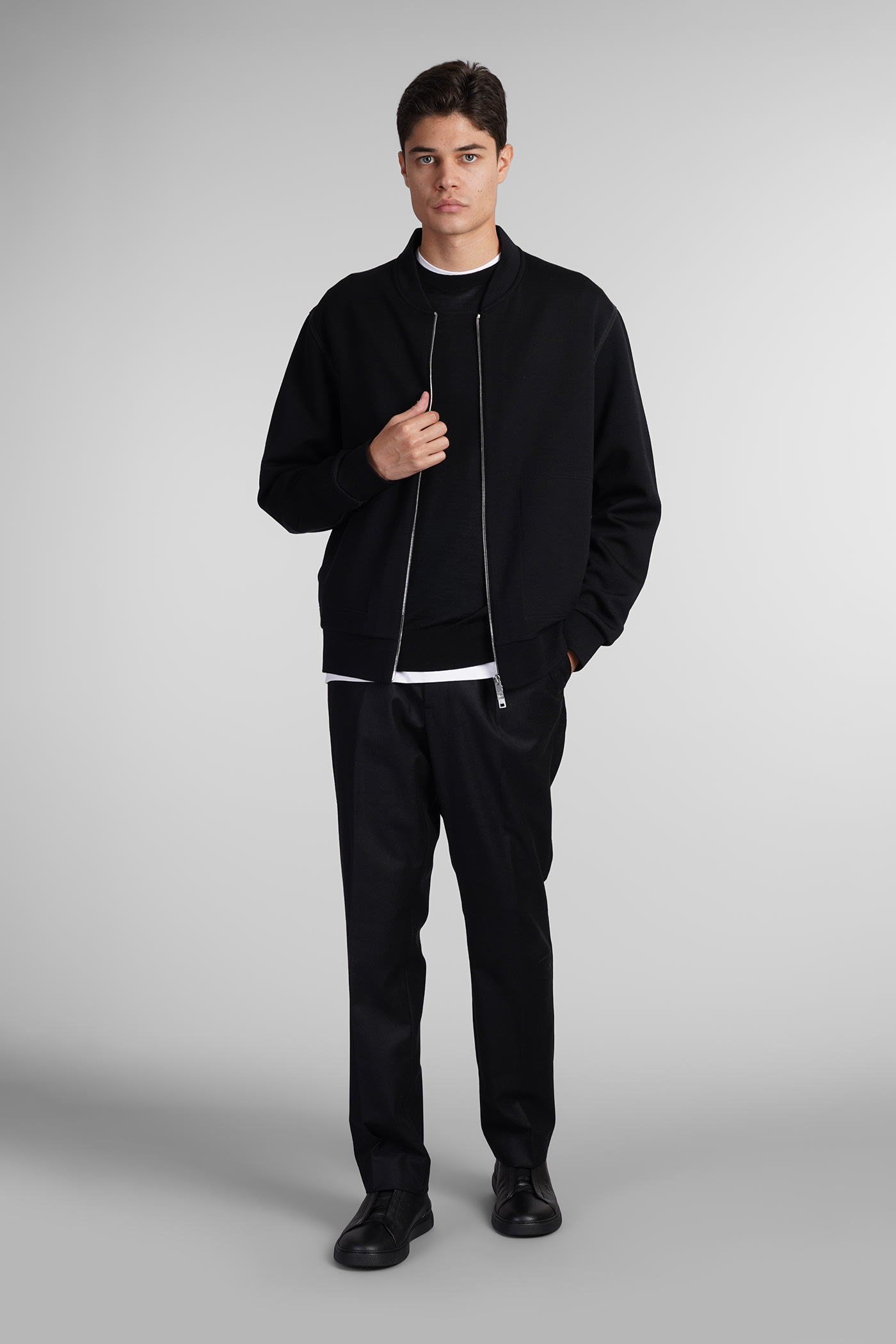 Shop Zegna Sweatshirt In Black Wool In Nero