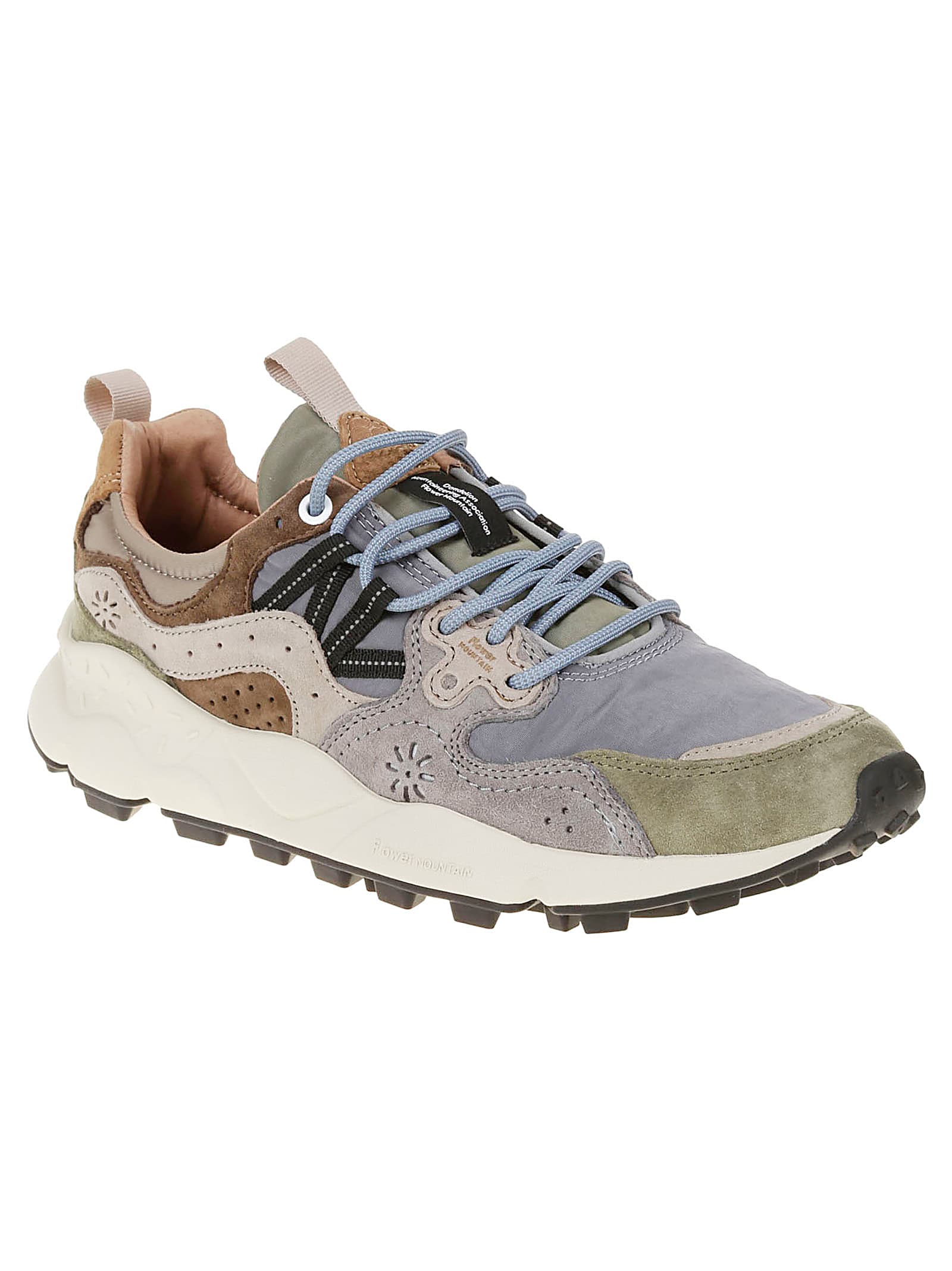 Shop Flower Mountain Yamano Sneakers In Military/grey/light Brown