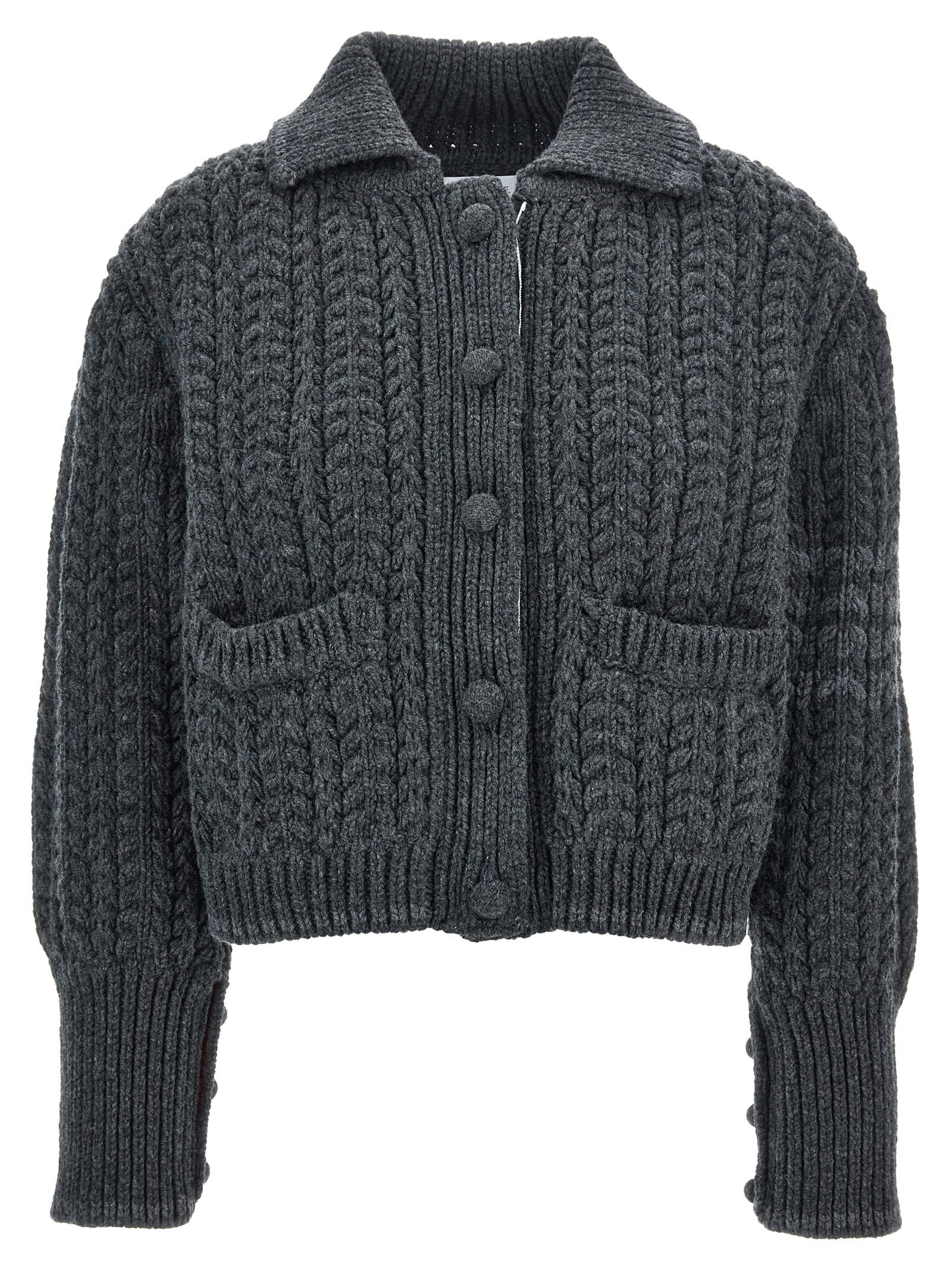 Shop Thom Browne Chunky Links Cardigan In Gray