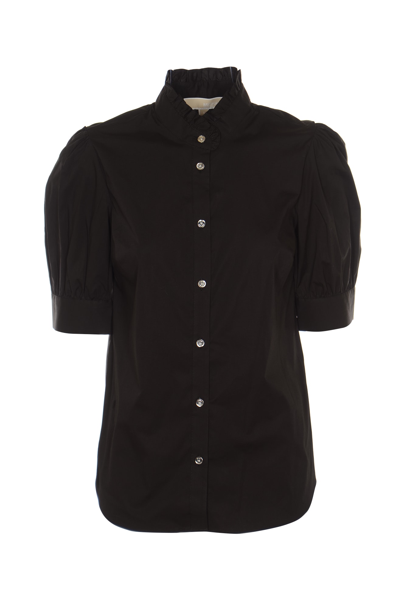 Michael Kors Ruffle Collar Short Sleeve Shirt