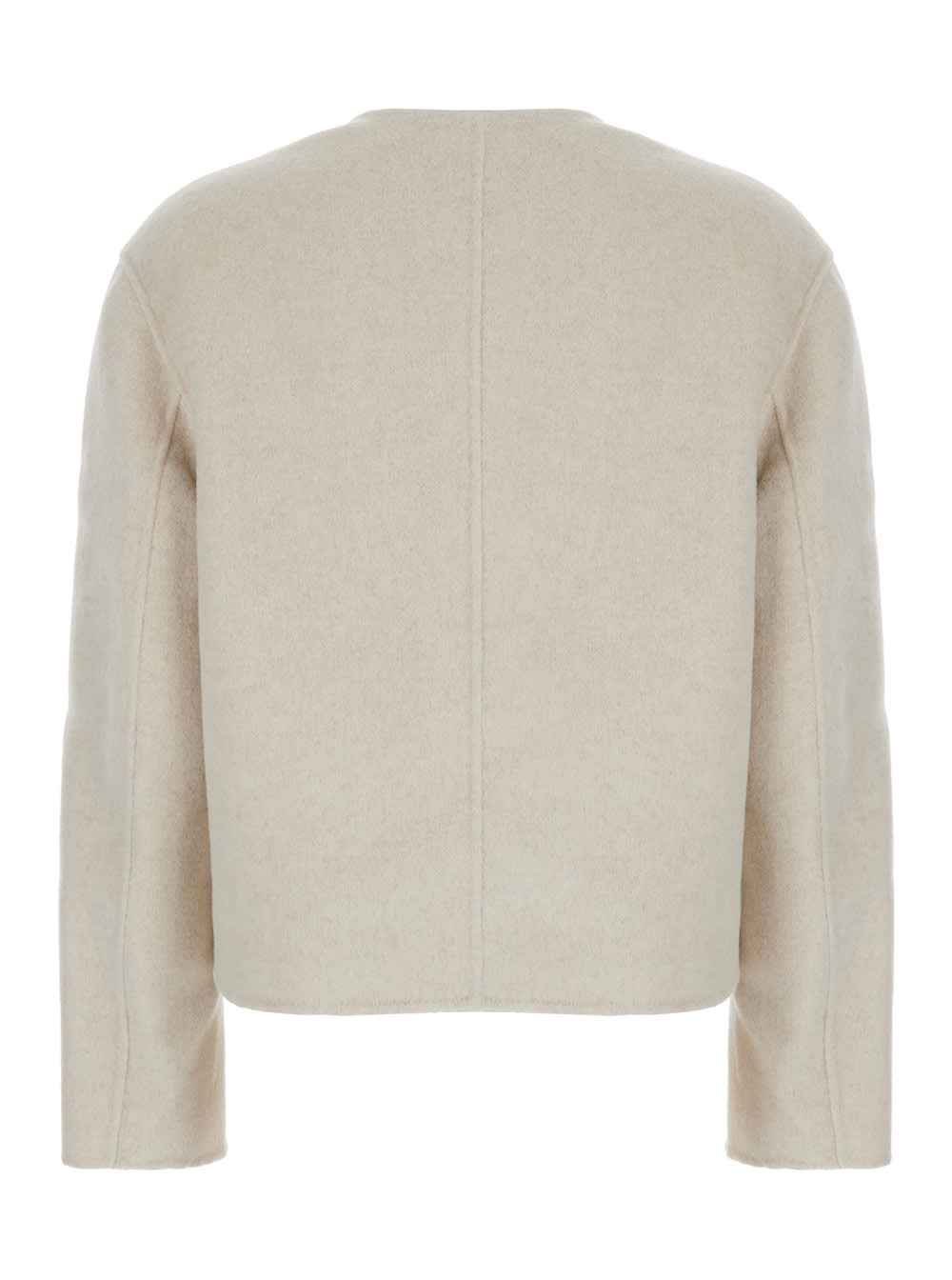 Shop Dunst Handmade Cashmere Collarless Jacket In White