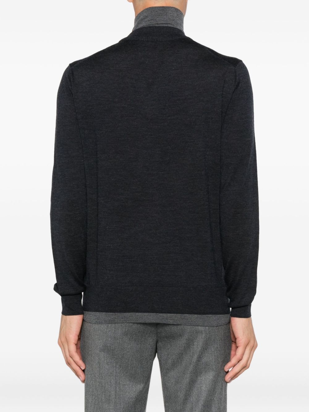 Paolo Pecora Gray Layered Wool Sweater In Black