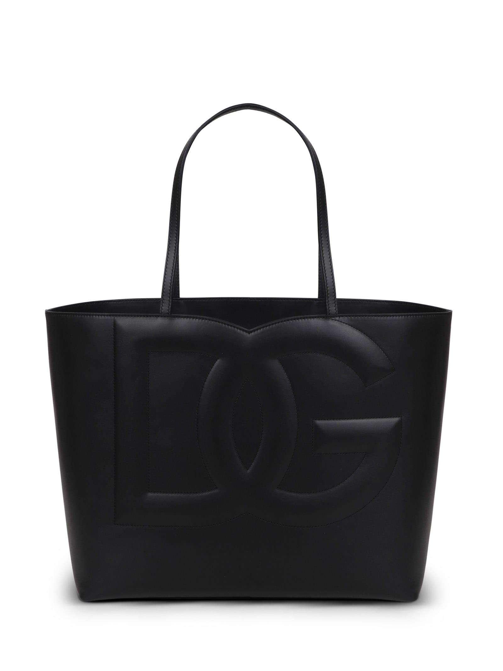 Shop Dolce & Gabbana Medium Dg Logo Shopper Bag In Black