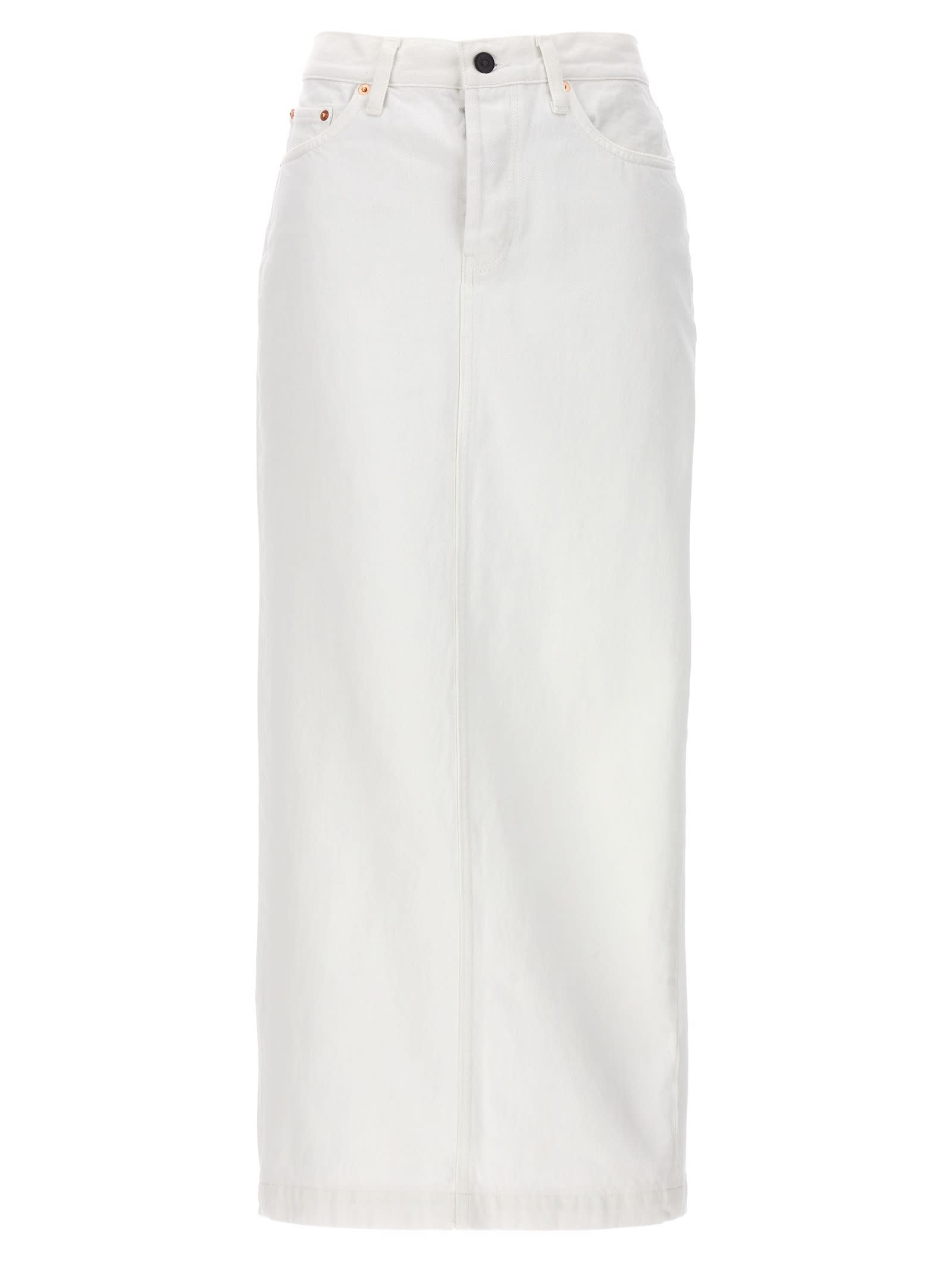 Shop Wardrobe.nyc Denim Midi Skirt In White