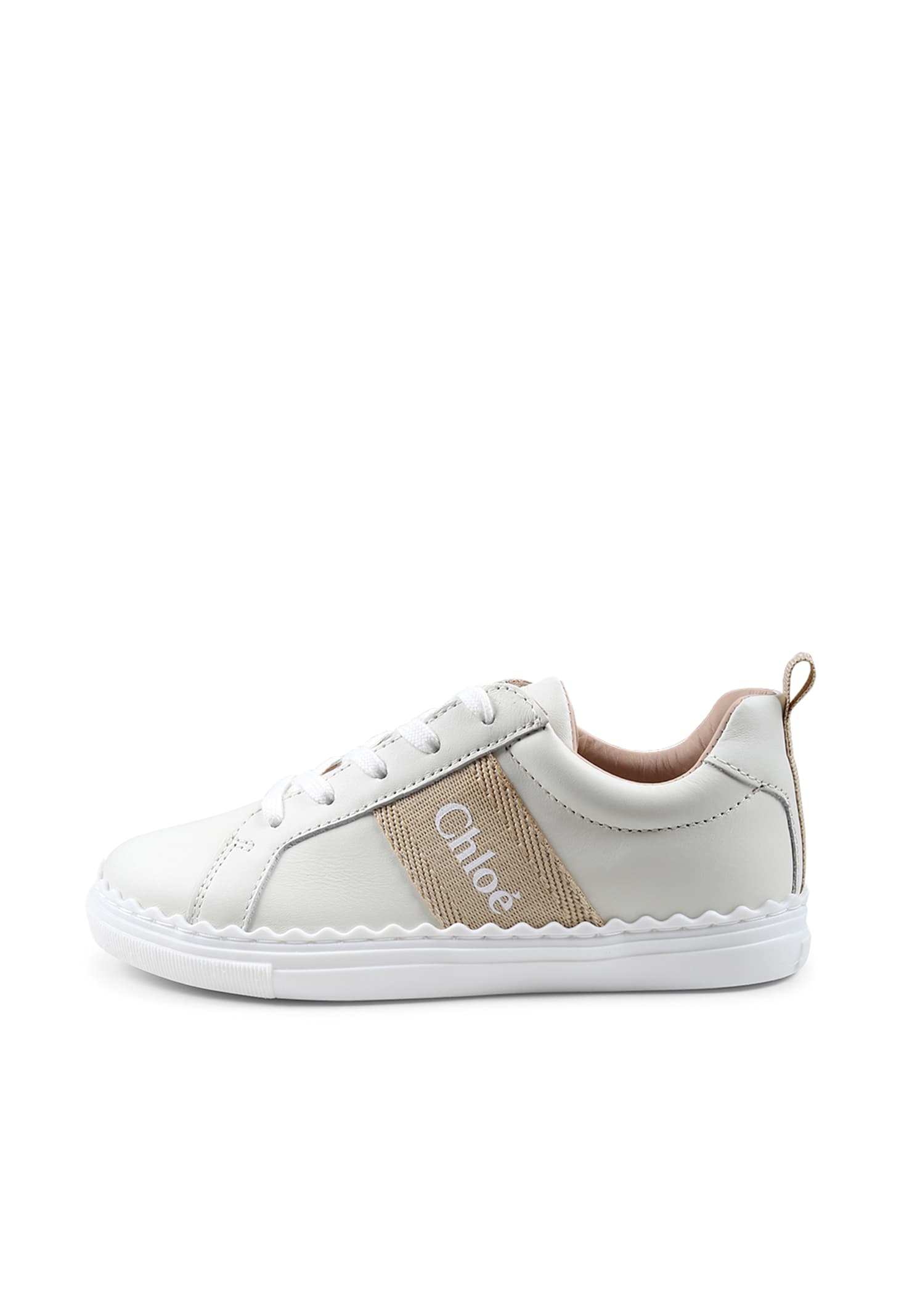 Shop Chloé Ivory Sneakers For Girl With Logo