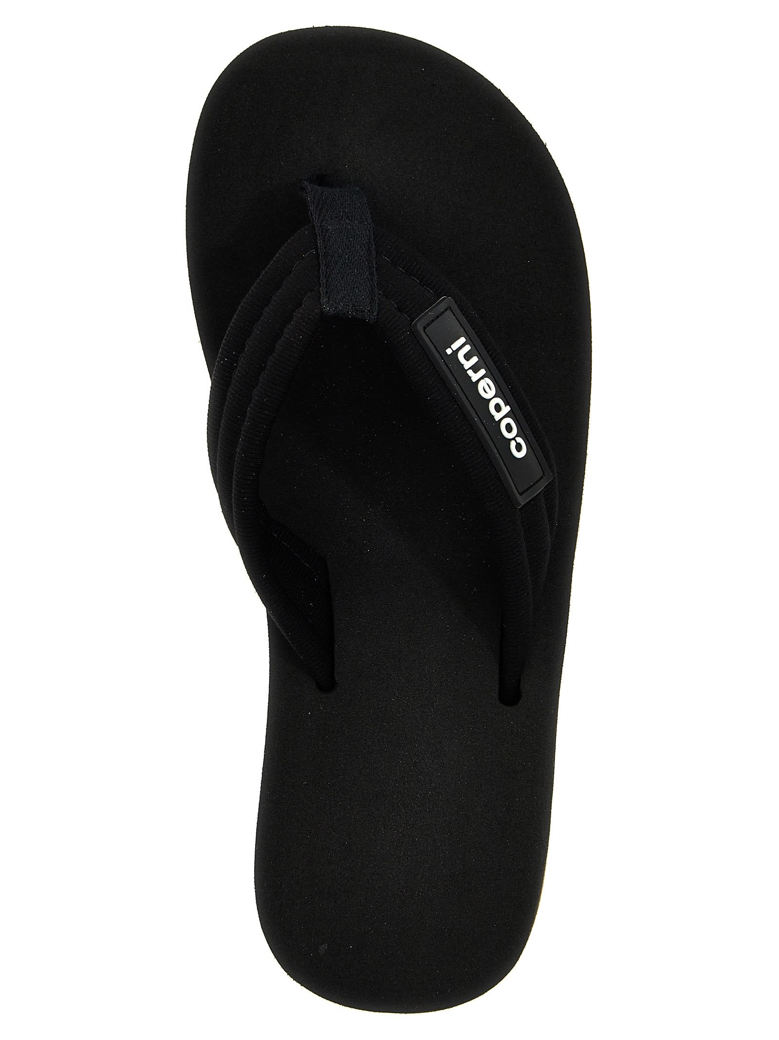 Shop Coperni Branded Wedge Sandals In Black