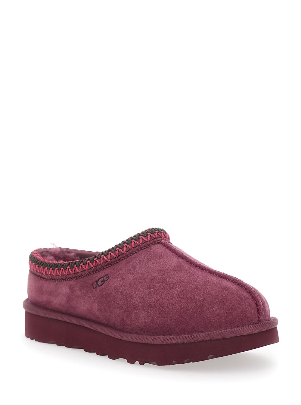Ugg Bordeaux Mules With Almond Toe And Embroidery In Suede Woman In Burgundy