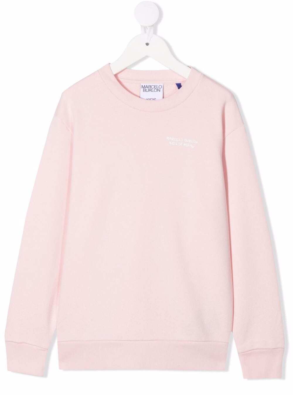 Marcelo Burlon Kids Girls Pink Cotton Sweatshirt With Logo