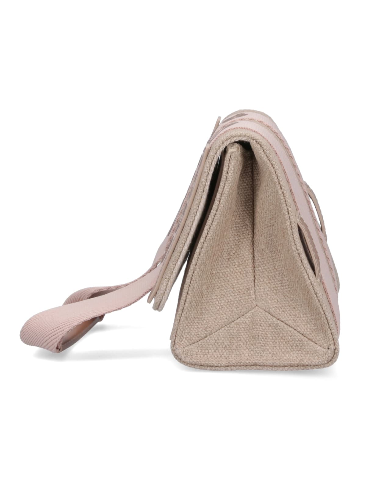 Shop Chloé Linen Shoulder Bag In Beige