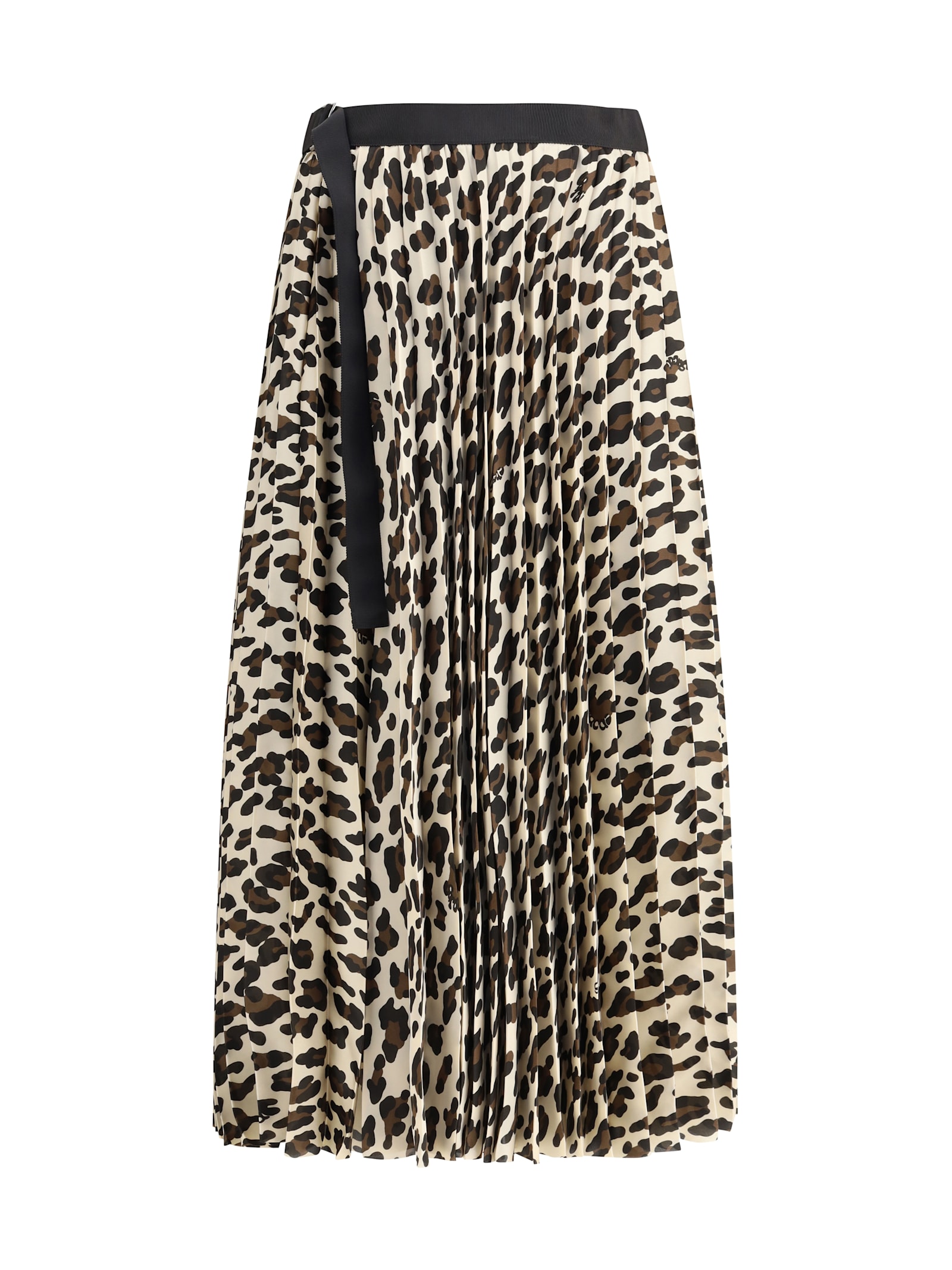 Sacai Asymmetrical Leopard Print Skirt With Adjustable Belt In Neutral