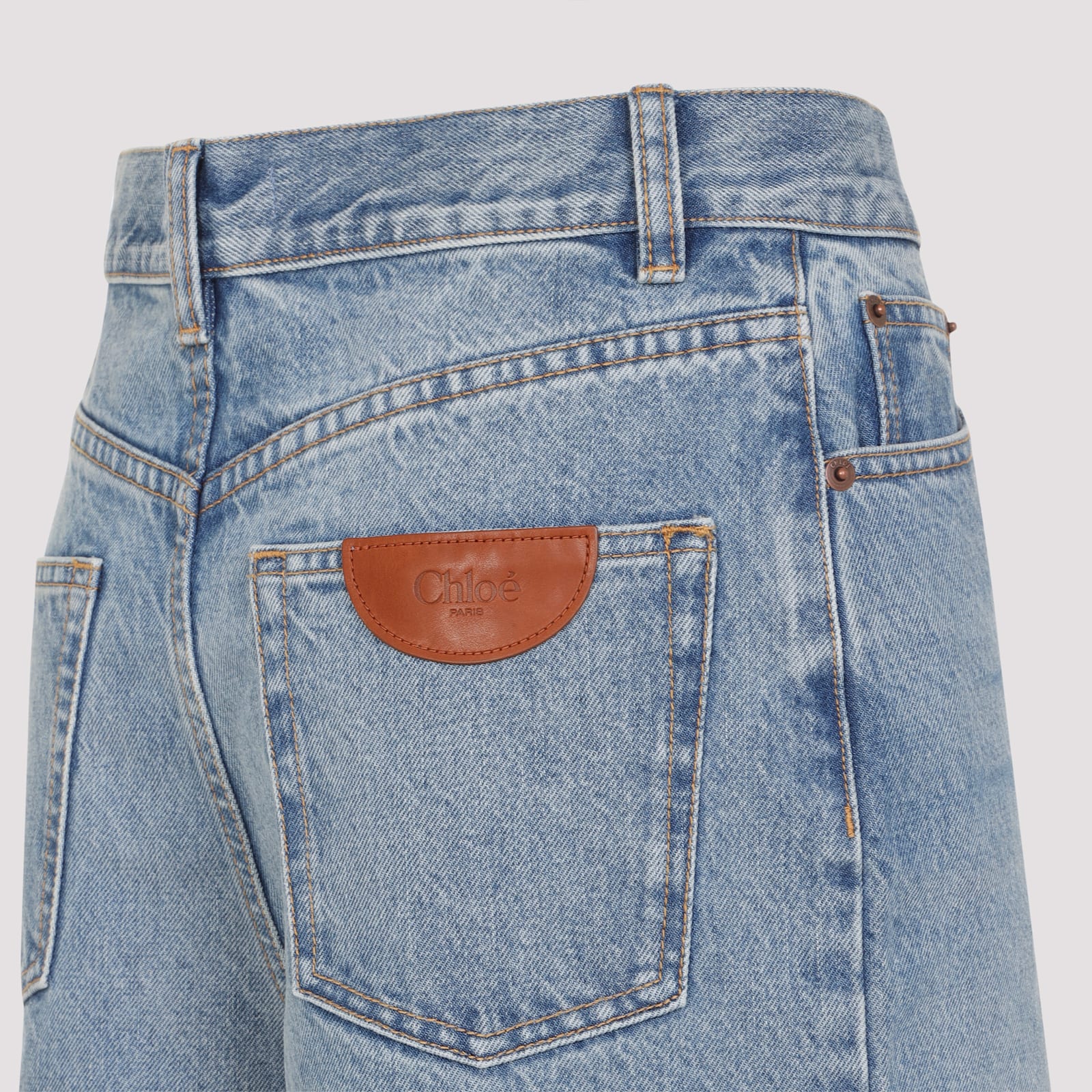 Chloé Belted Flared Wide-leg Cotton Trousers In N Iced Blue