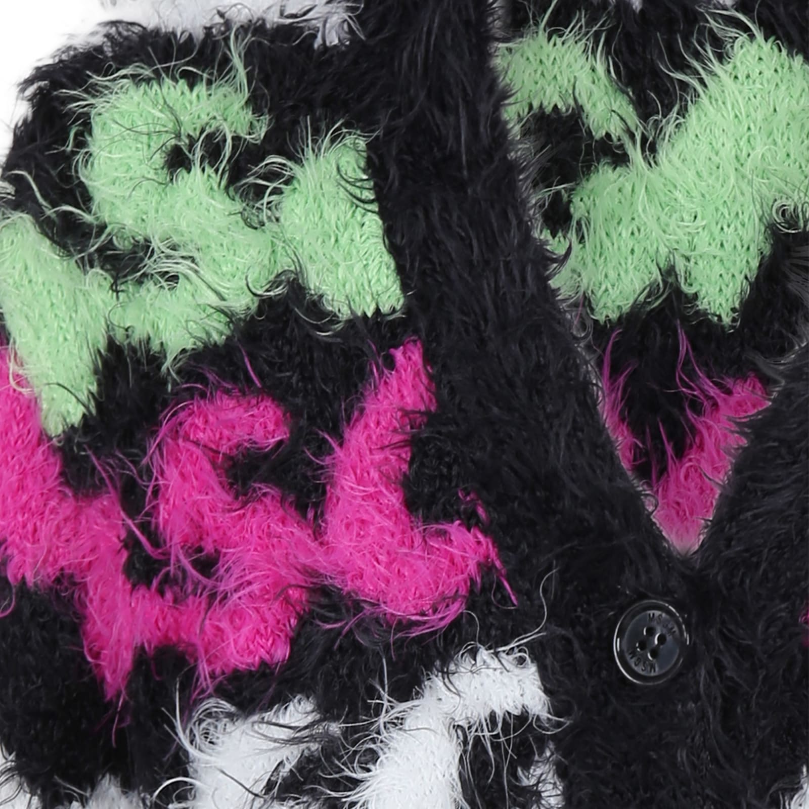 Msgm Brushed-effect Intarsia-knit Cardigan In Multicolor