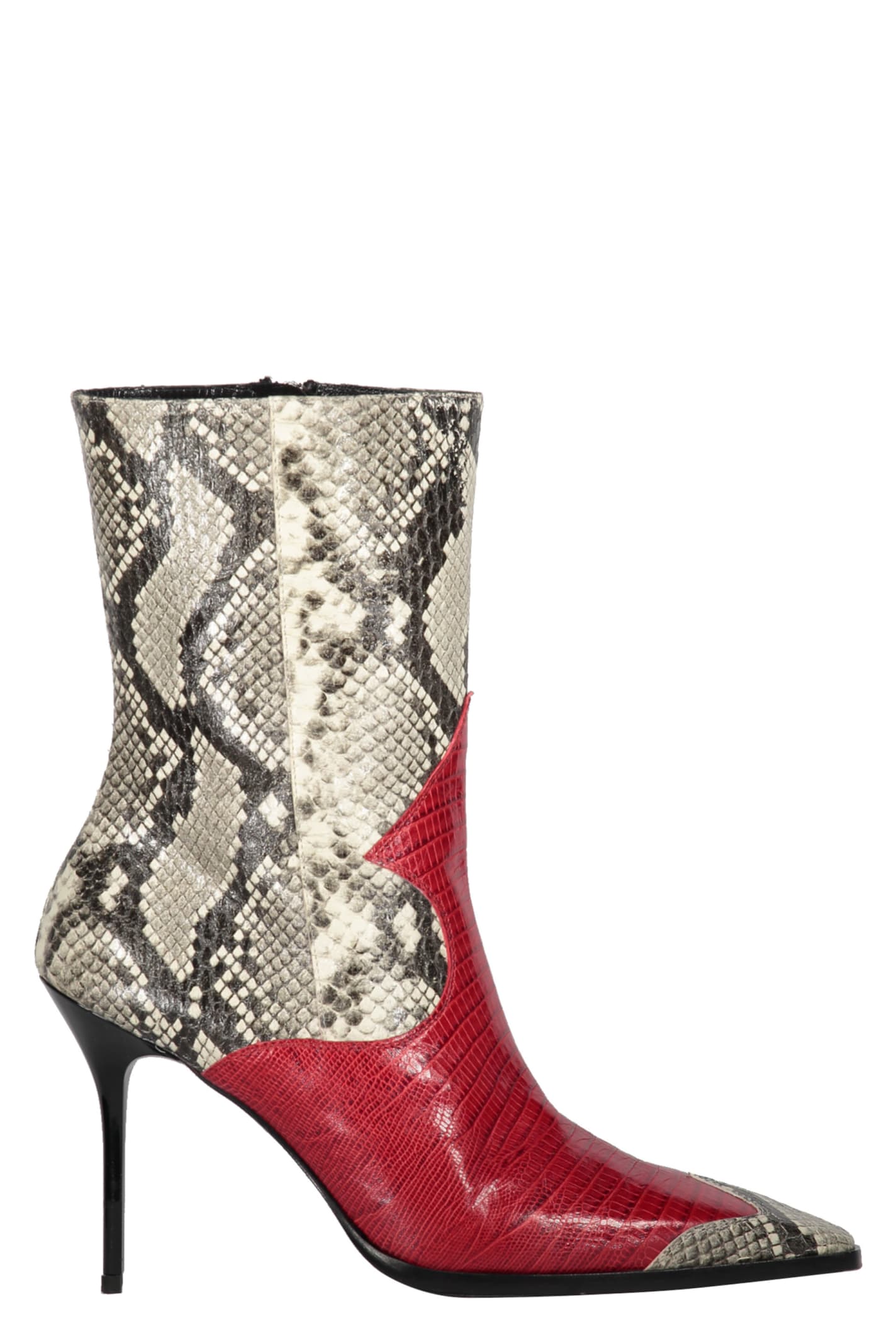 Snakeskin Print Heels Ankle Boots