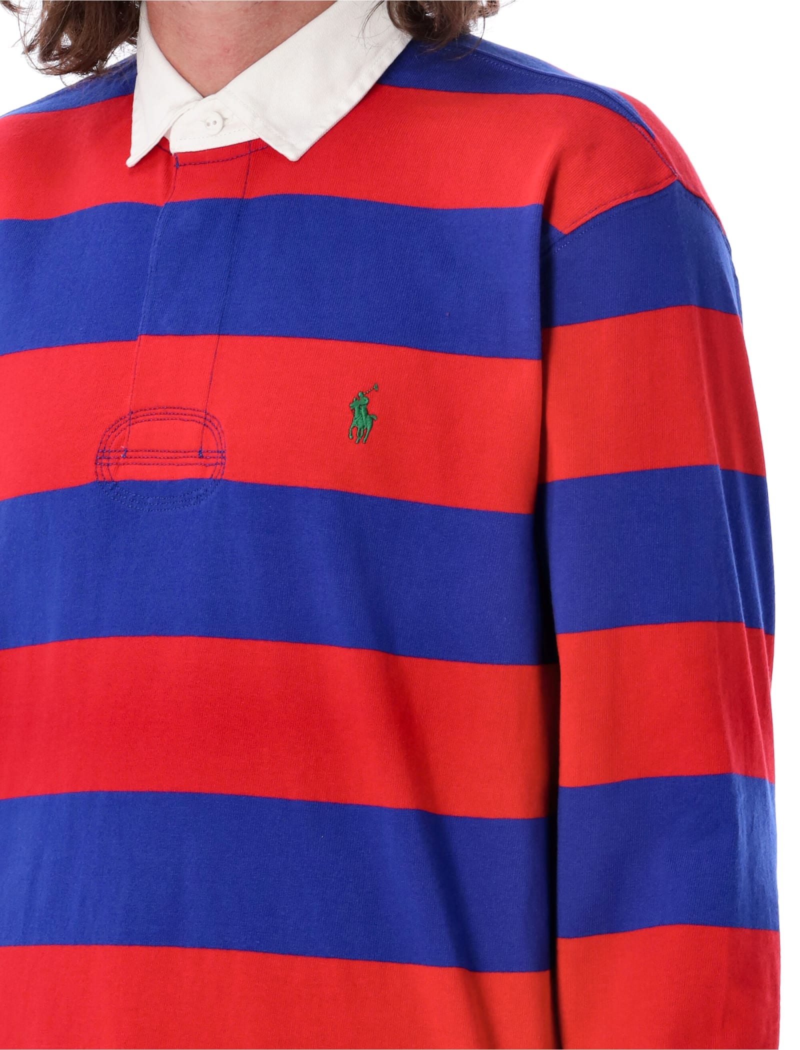 Shop Polo Ralph Lauren Rugby Stripes Polo Shirt In Red Navy