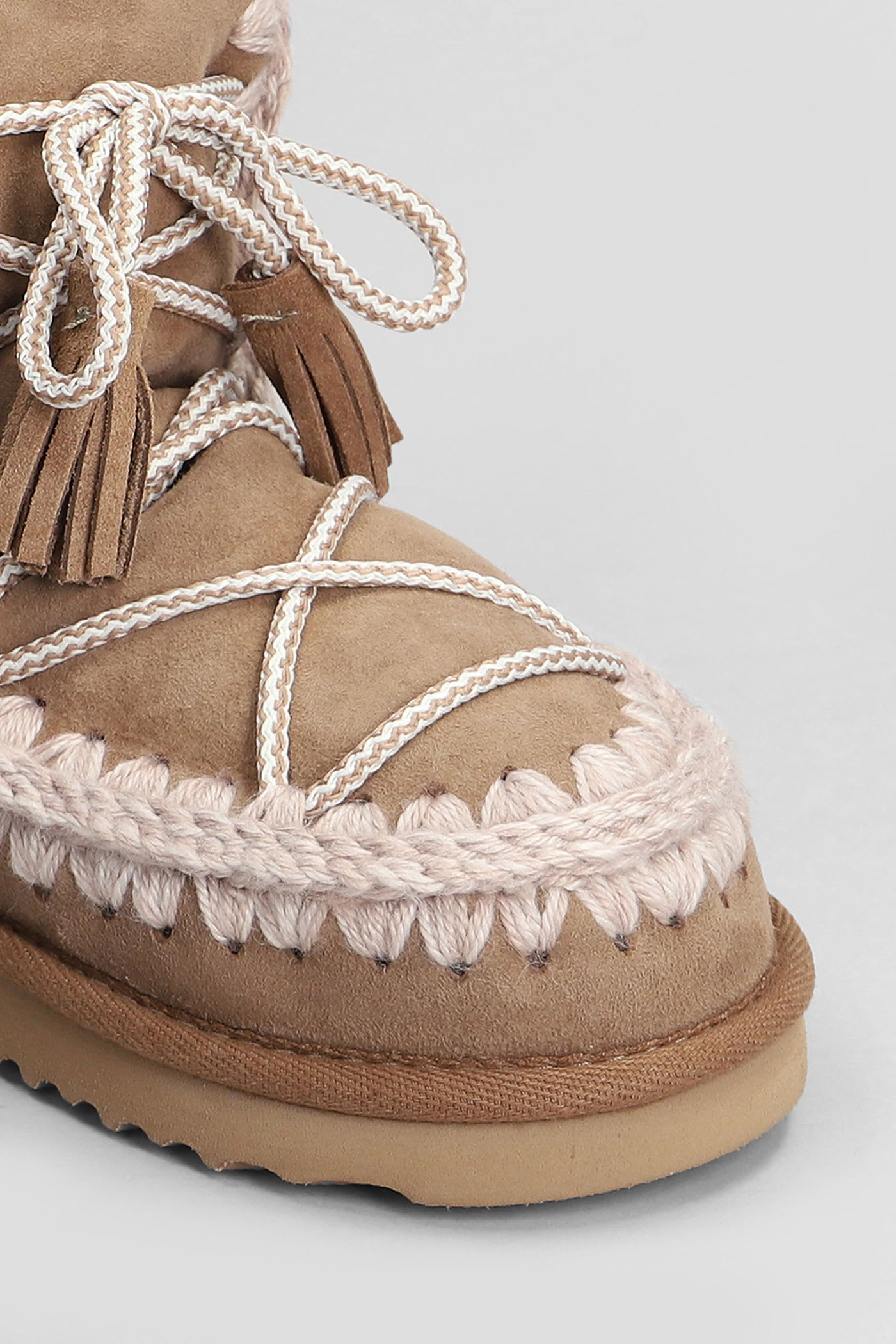 Mou Eskimo 18 Scoubidoo Low Heels Ankle Boots In Brown Leather In Brown