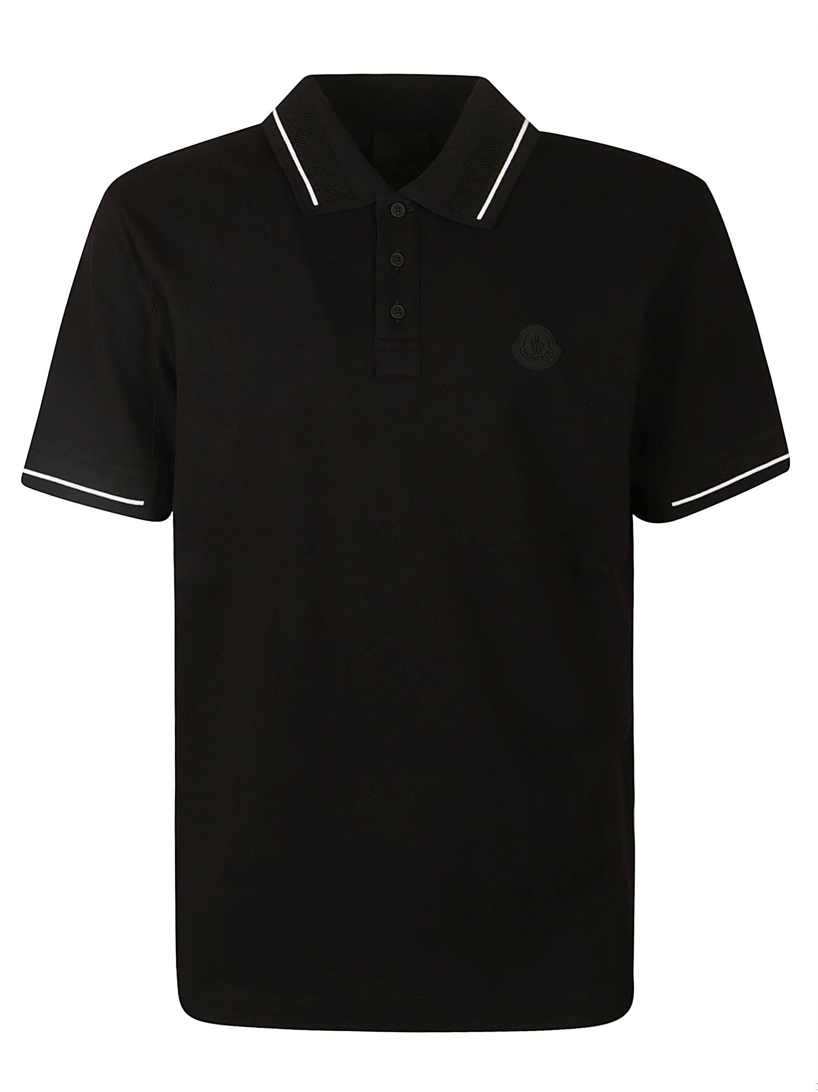Black Short-sleeved Polo With Embroidered Logo