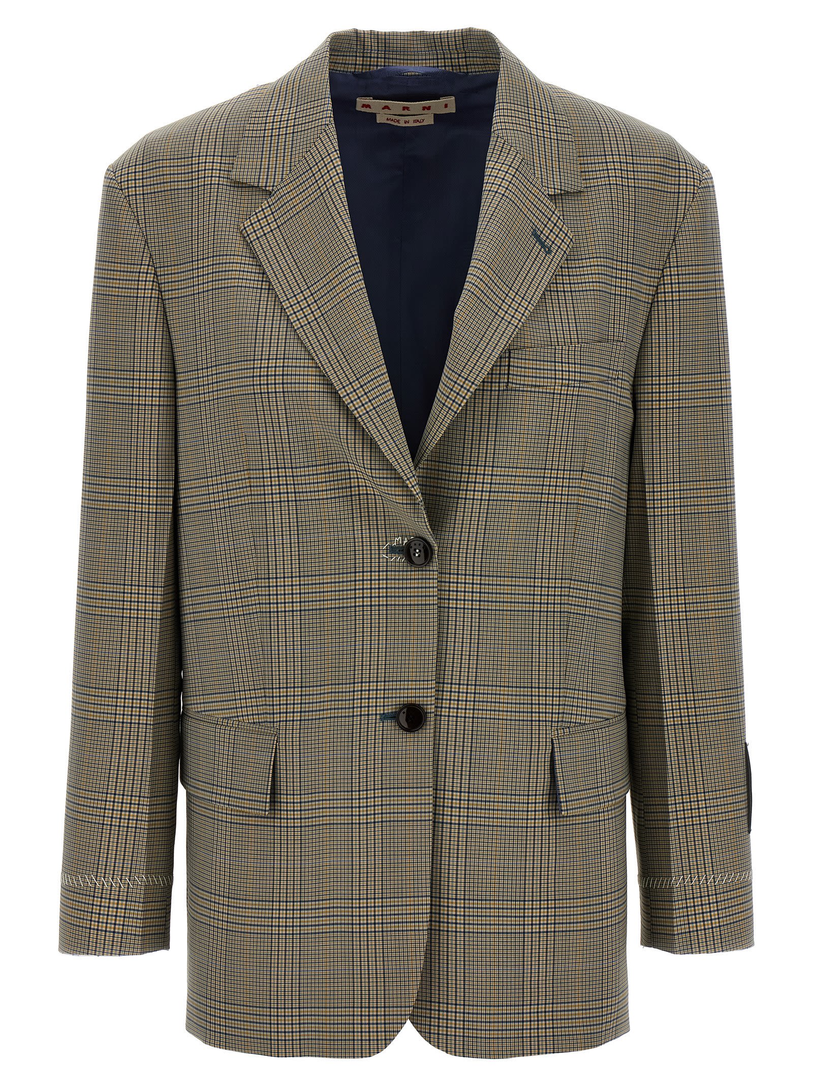 Marni Check Blazer Prince Of Wales In Green