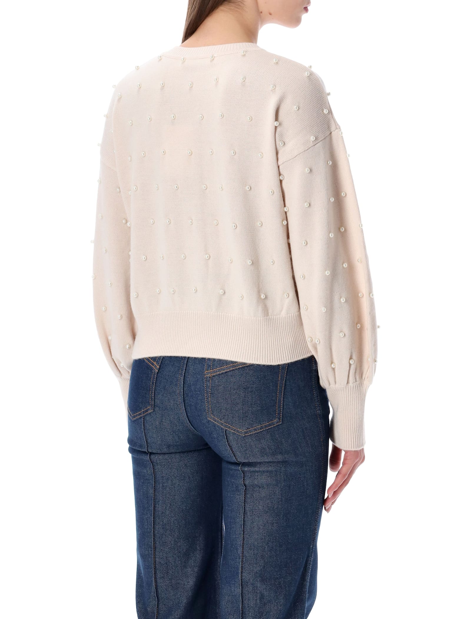 Zimmermann Cream Wool Beaded Cardigan In Neutral